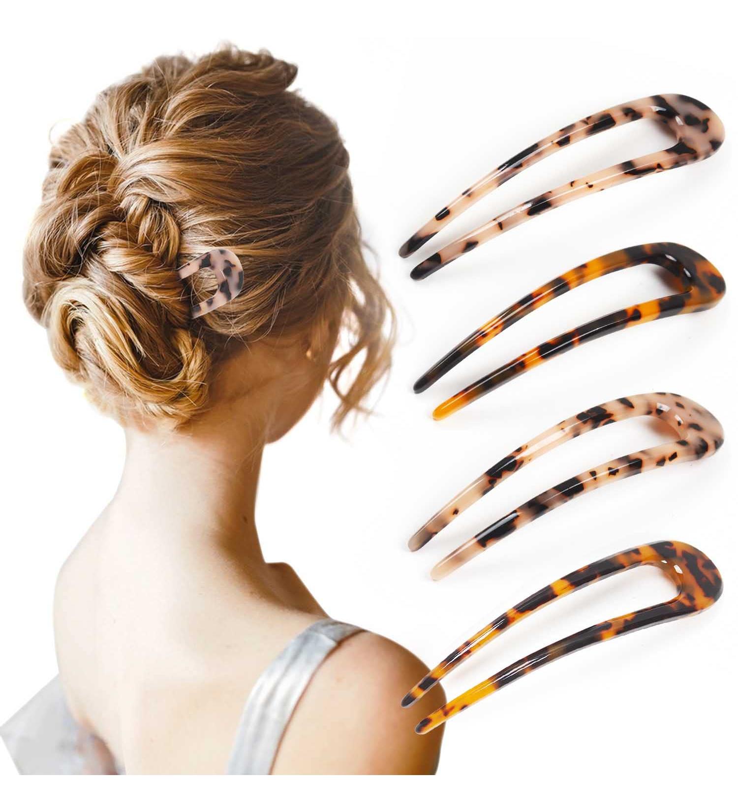 Benefree French Hair Pins Tortoise Shell U Shape Hair Forks Clips for Thin Thick Hair - 4 Pack - Buy Online on GoSupps.com