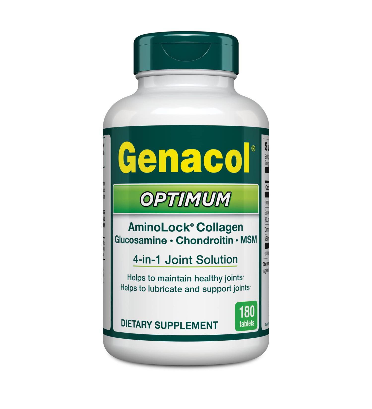 Genacol Optimum Glucosamine Chondroitin MSM & Ultra-Hydrolyzed Collagen Joint Support Tablets 180 Count (60-Day Supply) 180 Count (Pack of 1) - Buy Online on GoSupps.com