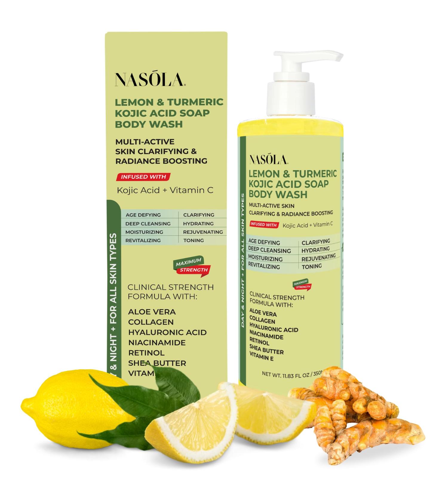 Buy Lemon Turmeric Kojic Acid Soap - Natural Face & Skin Cleanser with Vitamin C Shea Butter Collagen - 11.83 Fl Oz | International Shipping - Buy Online on GoSupps.com