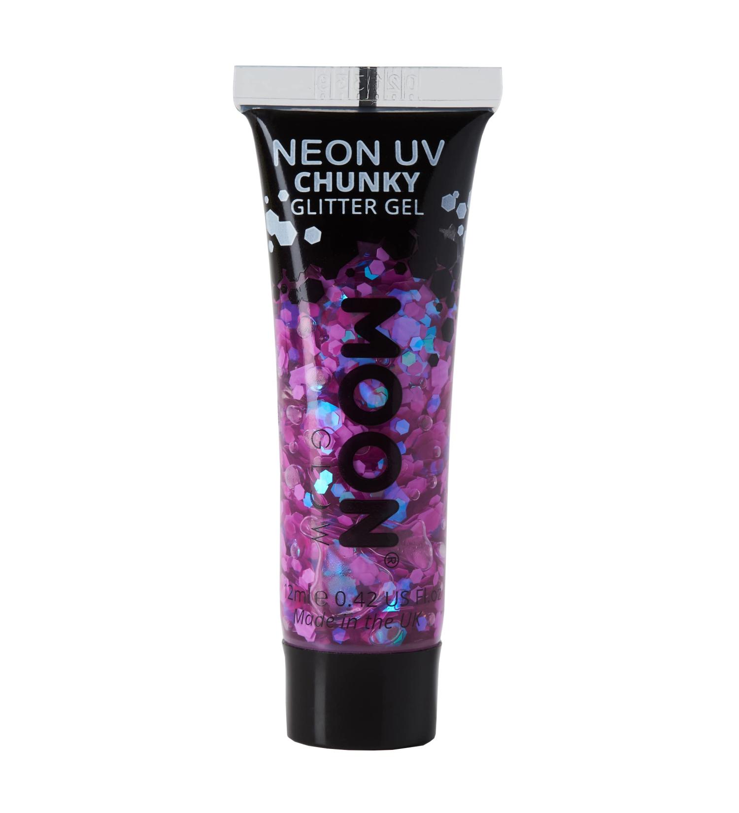 Neon UV Purple Glitter Gel - 12ml | Face & Body Chunky Glitter | Waterproof Formula - Buy Online on GoSupps.com
