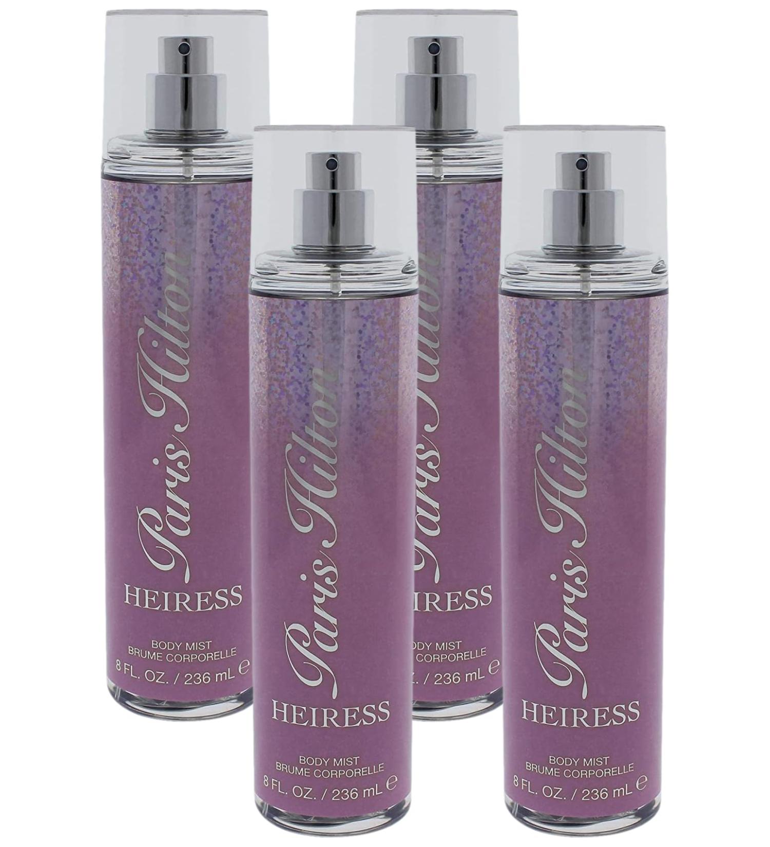 Paris Hilton Heiress for Women - 8 oz Body Mist Spray (Pack of 4) 8 Fl Oz (Pack of 4)