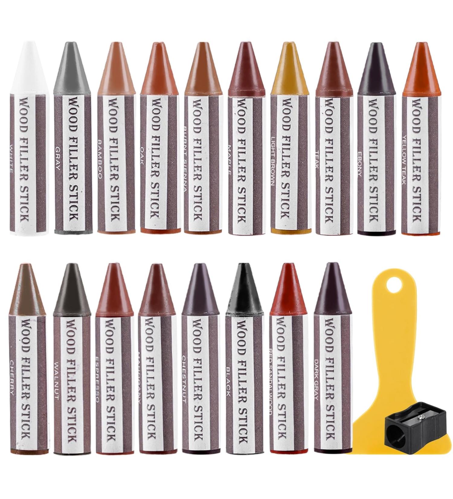 SEISSO Wood Filler Stick - 18 Color Furniture Crayons for Scratch Repair | Hardwood Floor & Furniture Restoration - Buy Online on GoSupps.com