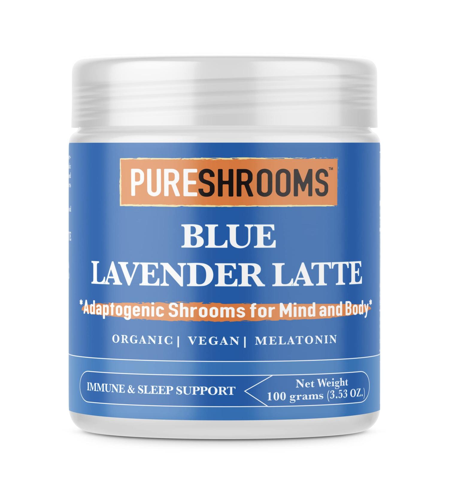 Blue Lavender Tea latte - Relaxing Lavender Milk Tea with Superfoods and Adaptogens - Blue Spirulina Turkey Tail Lion's Mane Mushroom Coconut Milk Powder- Soothe Restlessness - 30 Servings - Buy Online on GoSupps.com