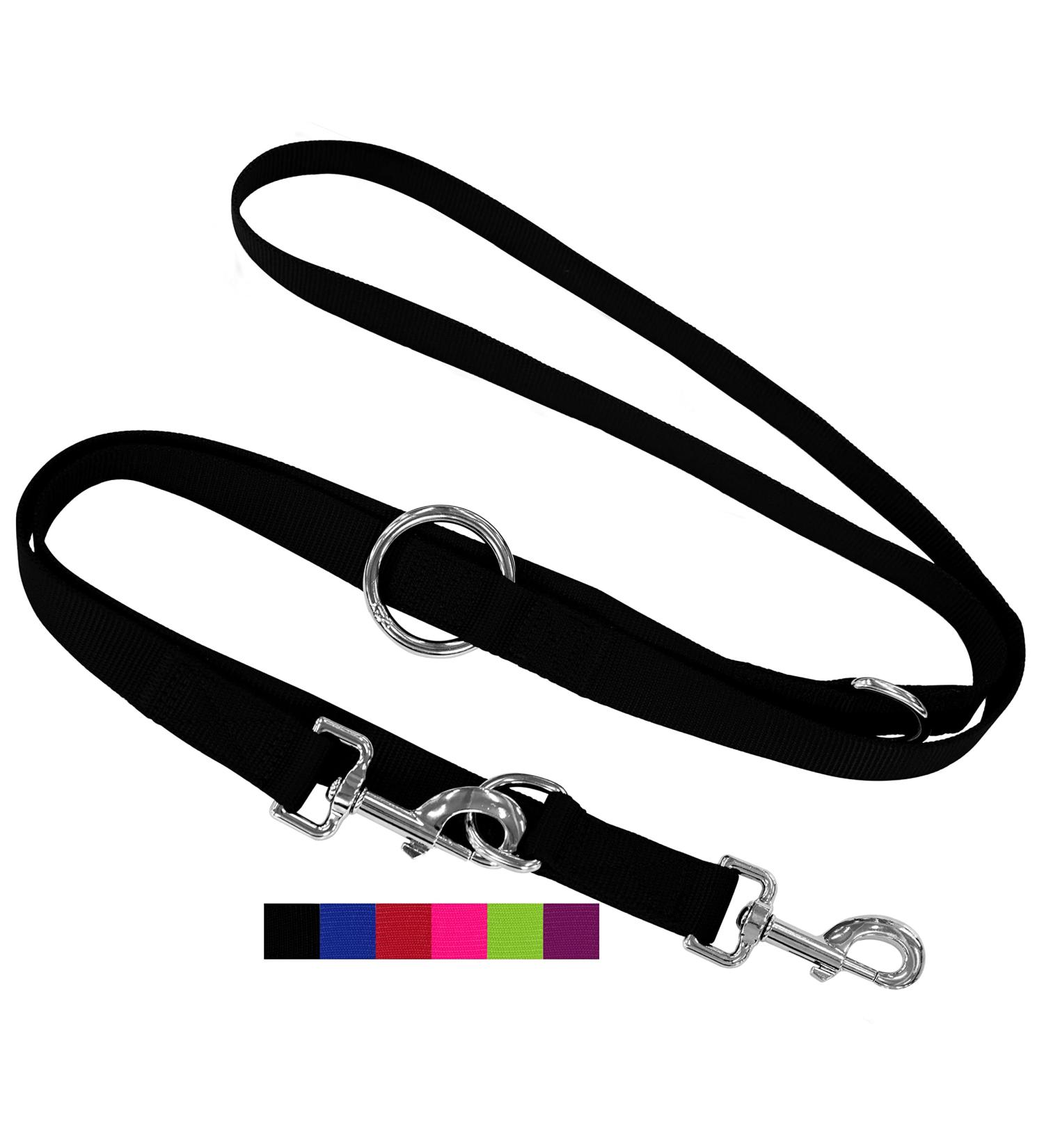 Premium Adjustable Dog Leash 2m | Nylon | For All Dog Sizes | Multiple Colors Available | Doubleein Dog Leash | Black L - Shop Now - Buy Online on GoSupps.com