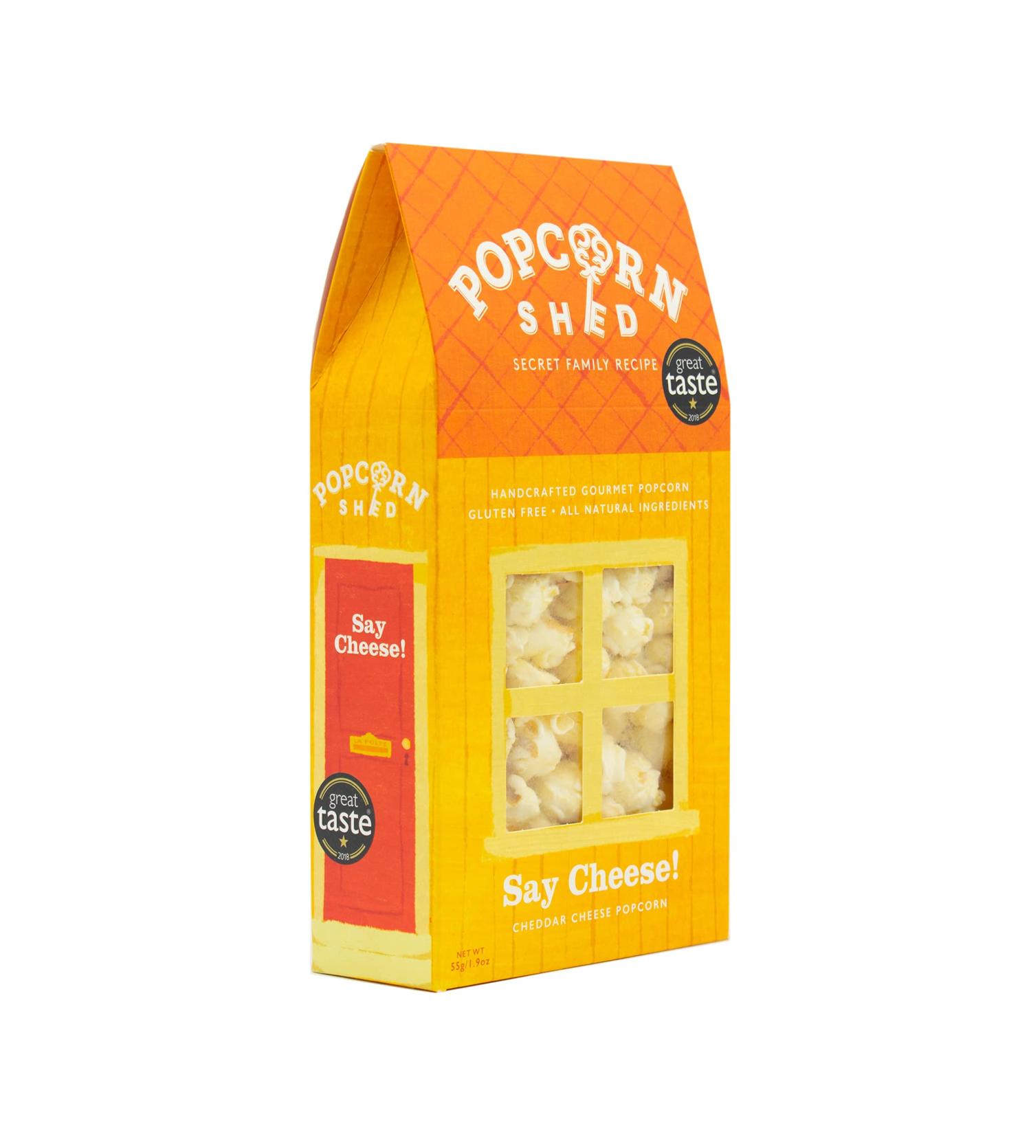 Popcorn Shed Say Cheese! Gourmet Popcorn 60g Gift Box - Gluten Free, Vegetarian, Sugar Free Movie Night Snack - Yellow Cheese Flavor - 55g (Pack of 1) - Buy Online on GoSupps.com