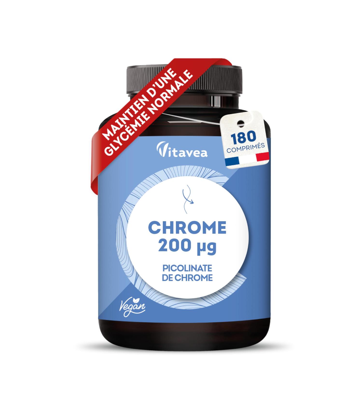 Chrome 200 g Picolinate de chrome hautement dos 180 comprim s vegan (6 mois de cure) Maintien d une glyc mie normale Fabriqu en France Vitavea - Buy Online on GoSupps.com
