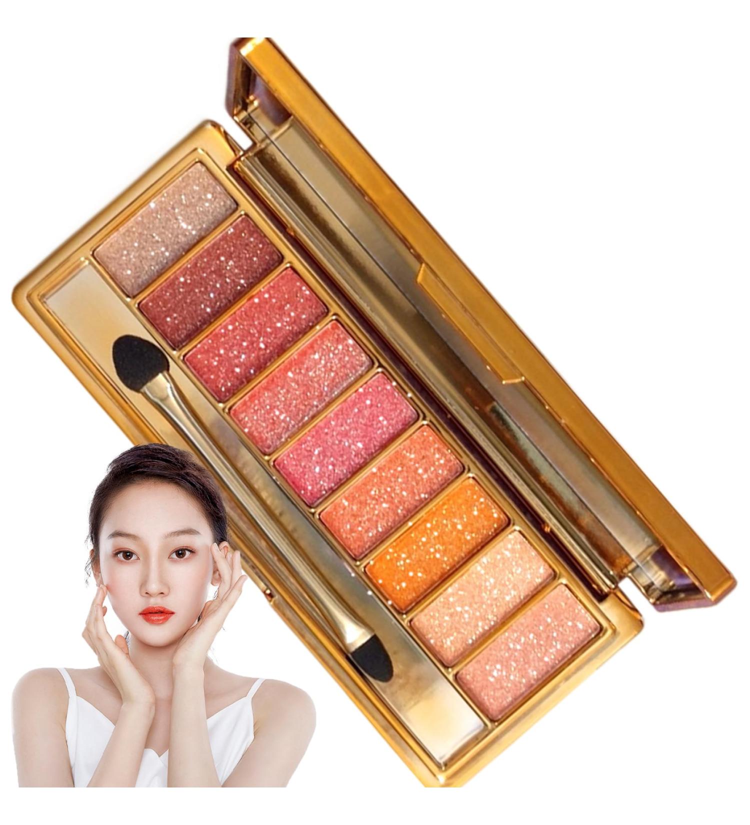 Peosaard Shimmer Eyeshadow Glitter Eyeshadow Palette 9 Colors Professional Shiny Eyeshadow Waterproof Sweatproof Long Lasting Sparkling Eyeshadow for Birthday Glitter Eyeshadow Style2 - Buy Online on GoSupps.com