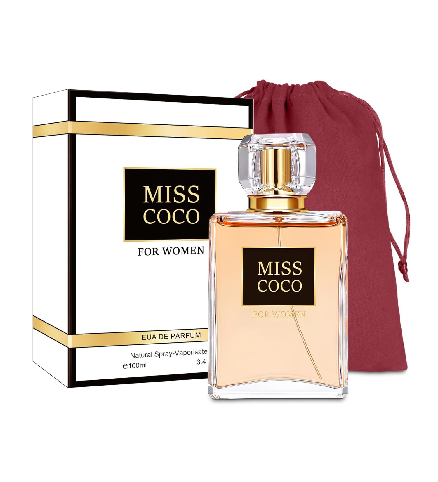 Miss Coco Eau de Parfum Spray Perfume Fragrance For Women-Daywear Casual Daily Cologne Set with Suede Pouch- 3.4 Fl Oz Bottle Beauty Gift for Birthday Anniversary - Buy Online on GoSupps.com