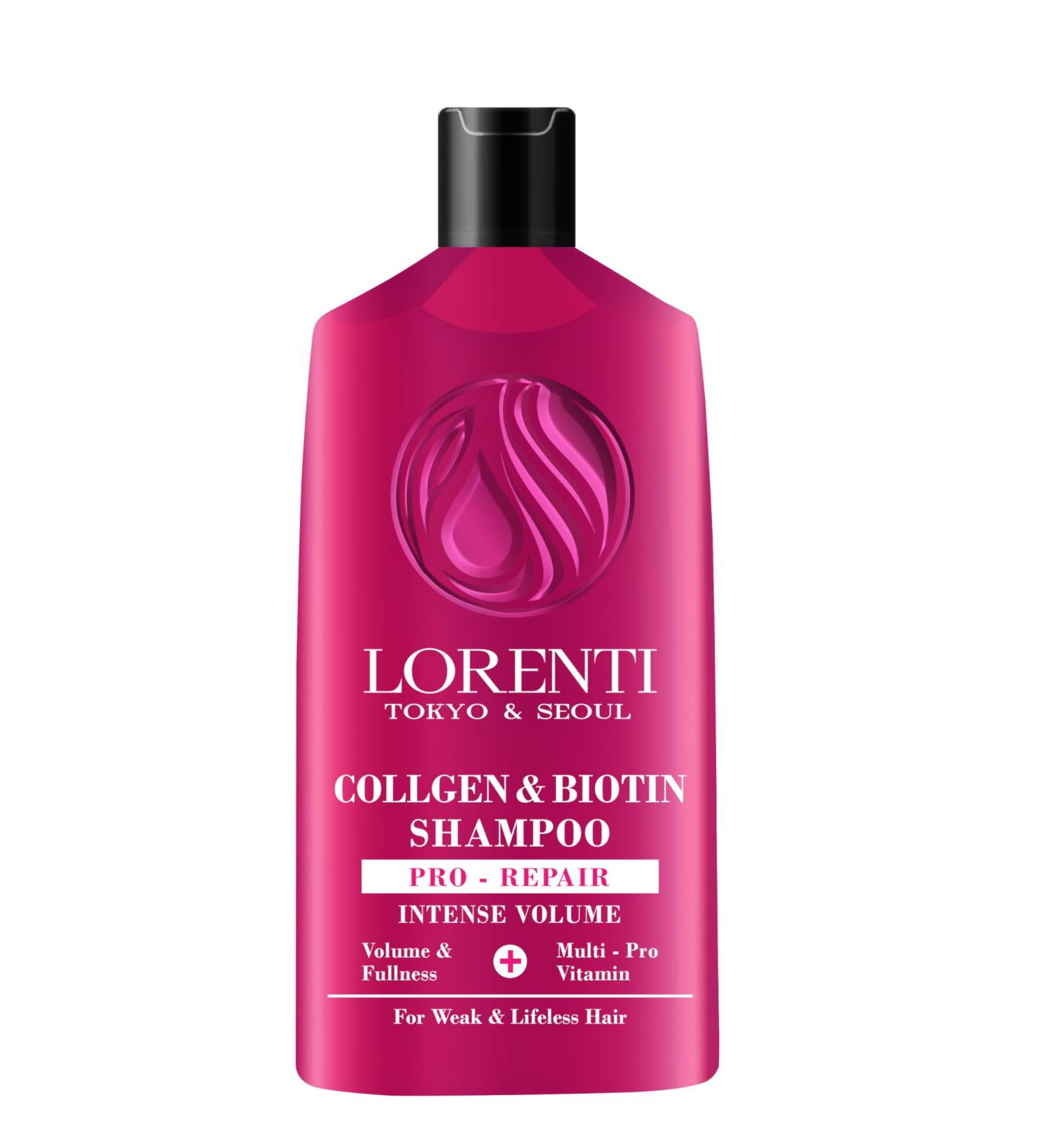 Sun Shine LORENTI TOKYO & SEOUL Collagen & Biotin Shampoo 630 ml powerful hair shampoo for fine and thin hair with vitamin B7 biotin and collagen volume shampoo for women and men