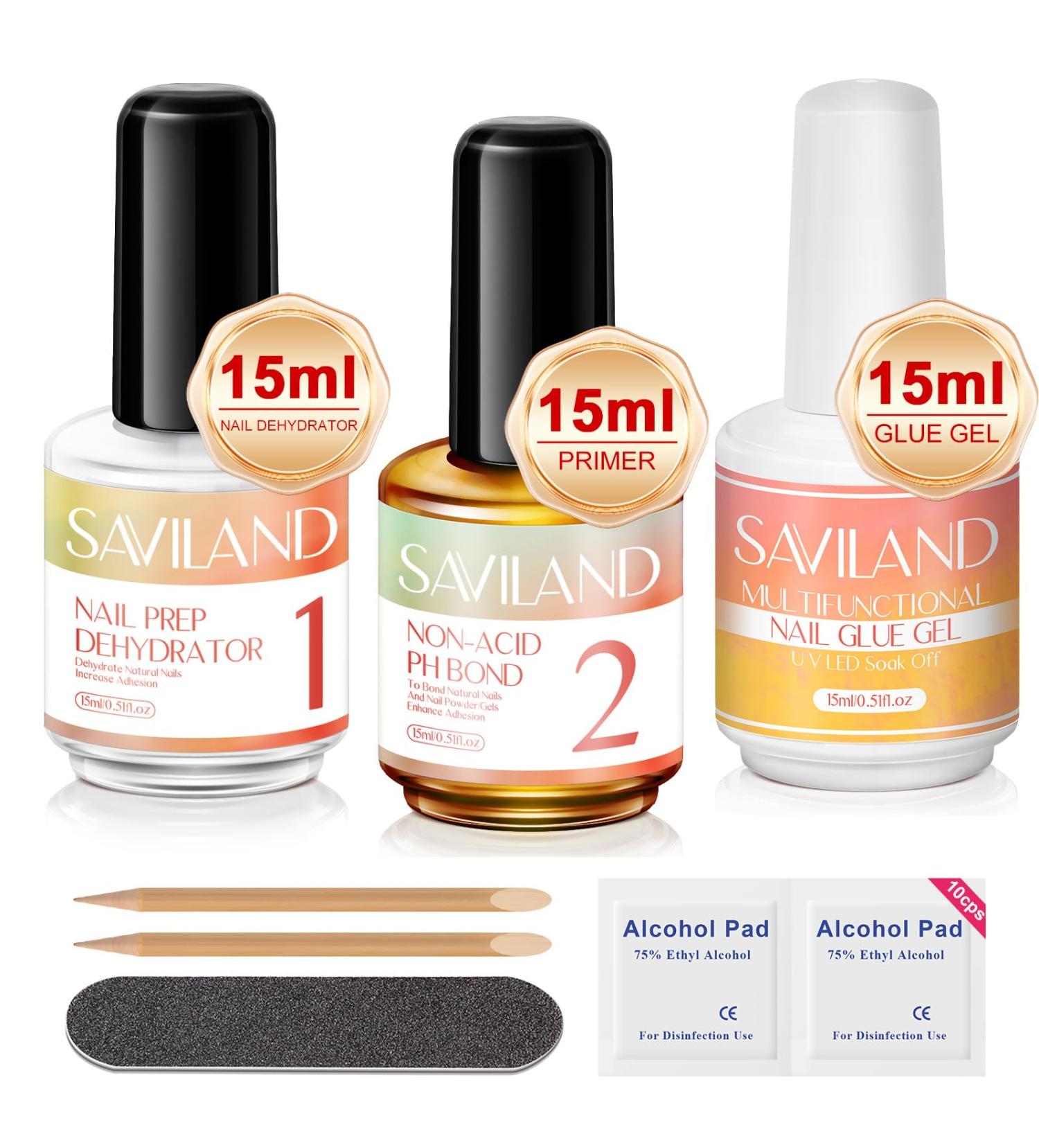 SAVILAND Nail Dehydrator & Primer | 6-in-1 Super Strong Nail Glue | 15ml Gel Prep for Gel Polish & Press Ons - Achieve Perfect DIY Nail Art - Buy Online on GoSupps.com