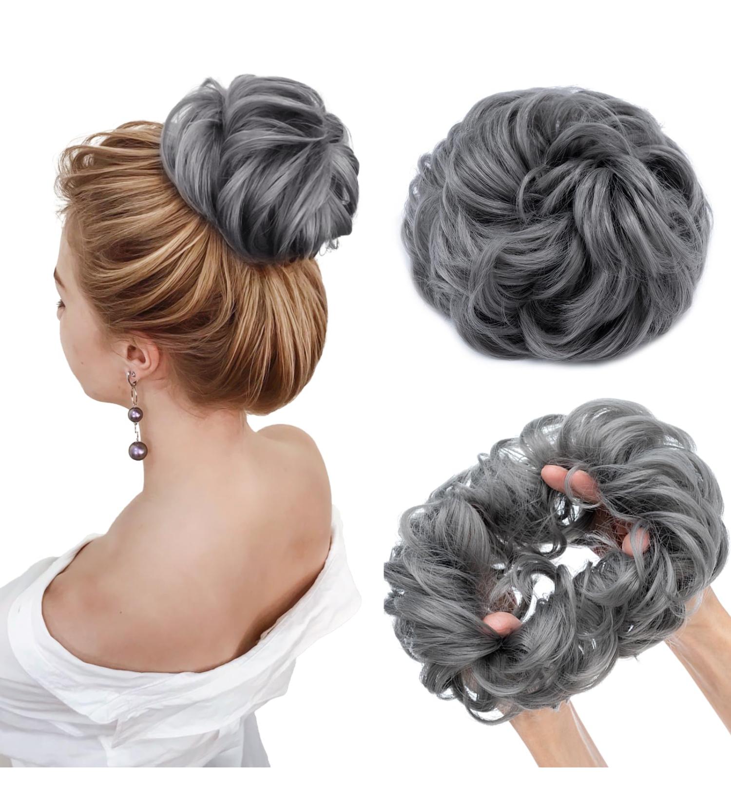MY-LADY Messy Hair Bun Extension Scrunchie | Wavy Curly Ponytail Chignon Hairpiece | Dark Grey 55g - Buy Online on GoSupps.com