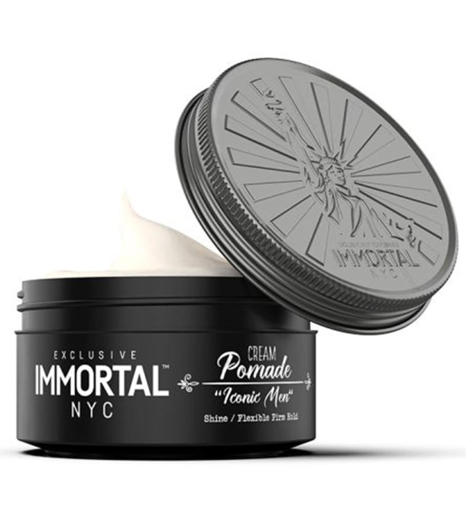 Immortal NYC Iconic Men Cream Pomade - Medium/Strong Hold Low Shine All-Natural Water-Based - No Residue Perfect for All Hair Types - Buy Online on GoSupps.com
