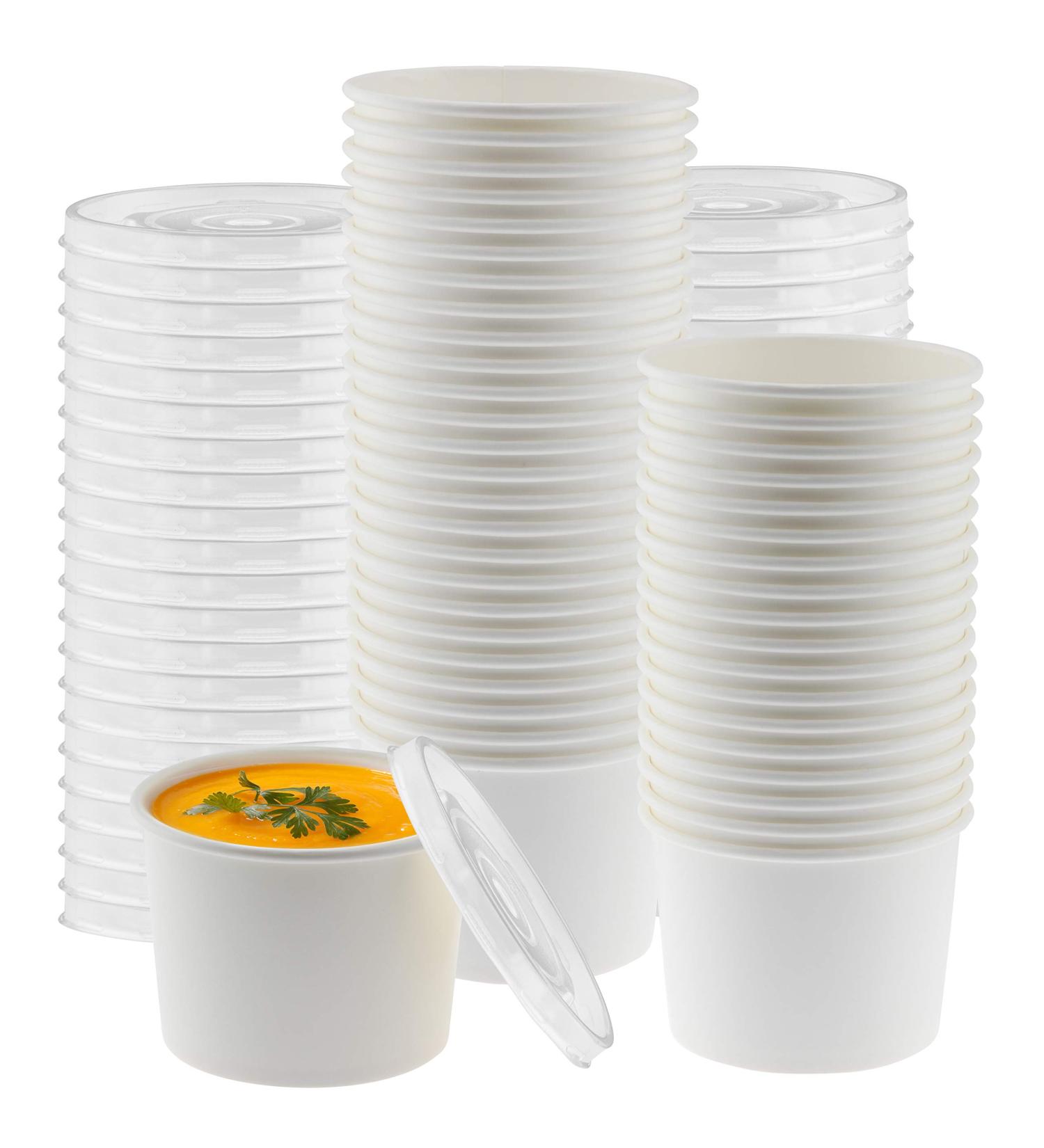 NYHI 16 oz Paper Soup Storage Containers with Lids - 50 Pack | Insulated Disposable Food Cups for Hot & Cold Foods | Eco Friendly To Go Soup Bowls - Buy Online on GoSupps.com