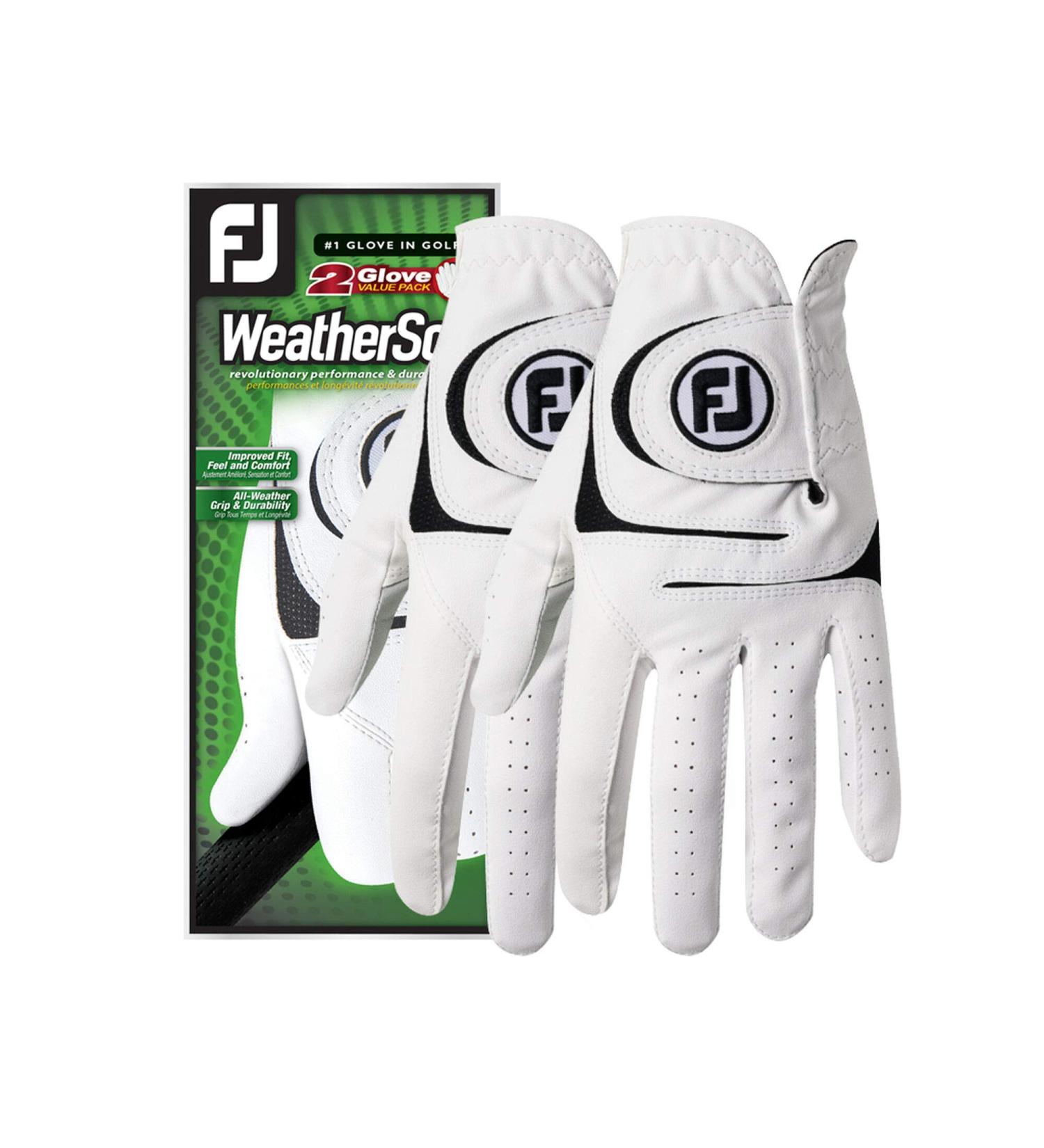 FootJoy Men's WeatherSof Golf Gloves 2 Pack - White, Large Left - Buy Online on GoSupps.com