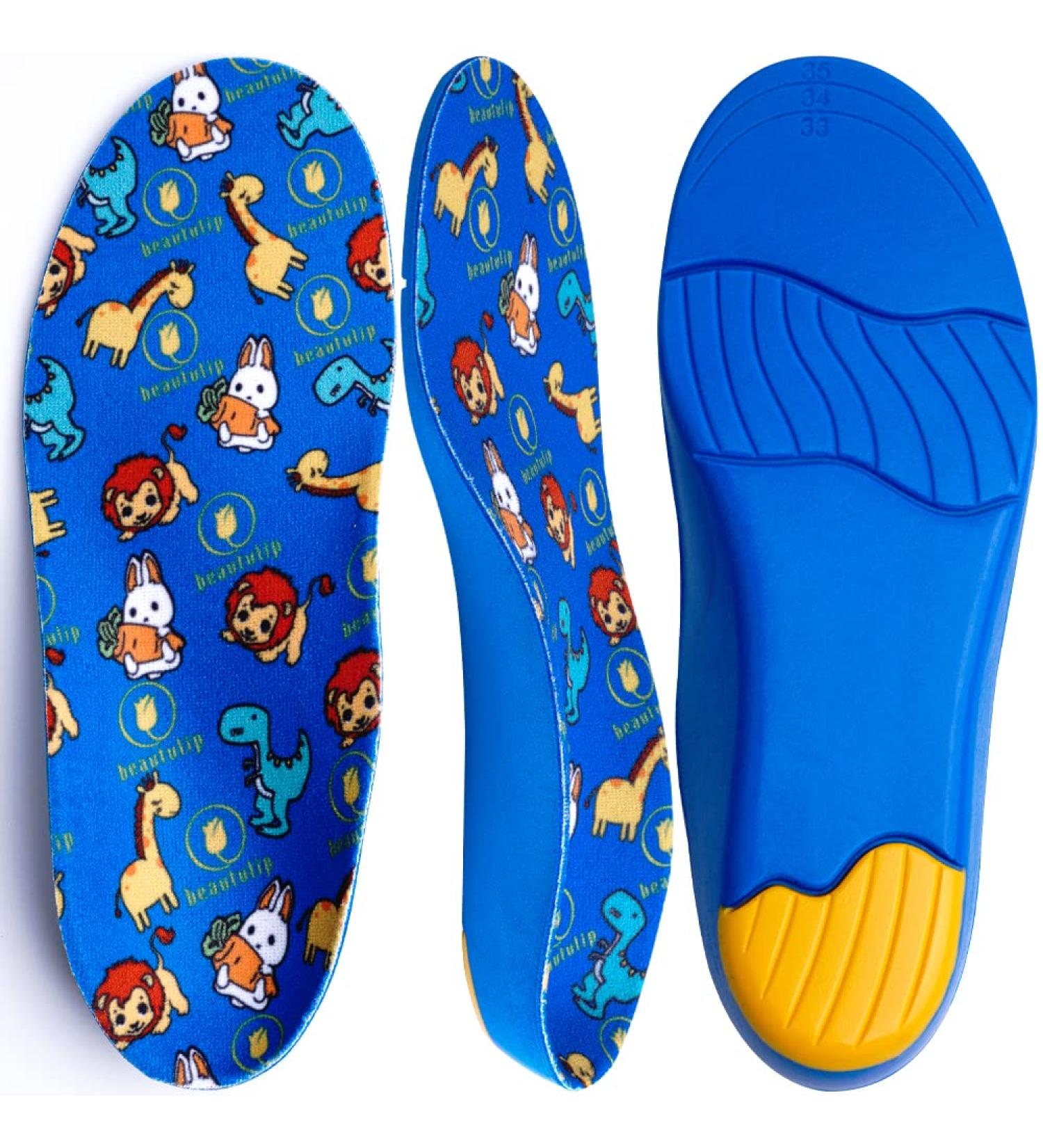 Kids Orthotic Insoles for Flat Feet & Plantar Fasciitis - Arch Support Shoe Inserts for Heel Pain Relief - Foot Alignment & Leg Correction - Size US Little Kid 13-2 / 20cm - Buy Online on GoSupps.com