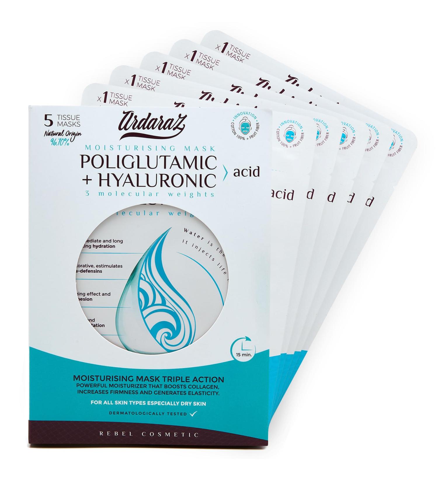 Ardaraz Moisturizing Face Masks - Hydrating Tuch Masks with Hyaluronic Acid & Polyglutamic Acid | 5-Pack for Deep Moisture Care - Buy Online on GoSupps.com