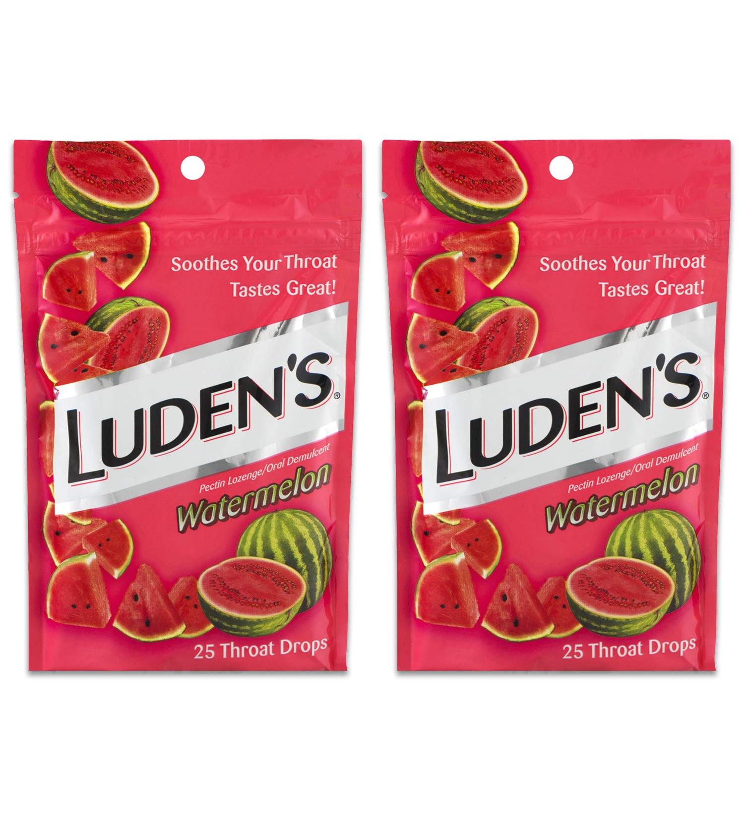 Luden's Watermelon Cough Throat Drops Pectin Lozenge/Oral Demulcent 25-Count per Pack (2-Pack)