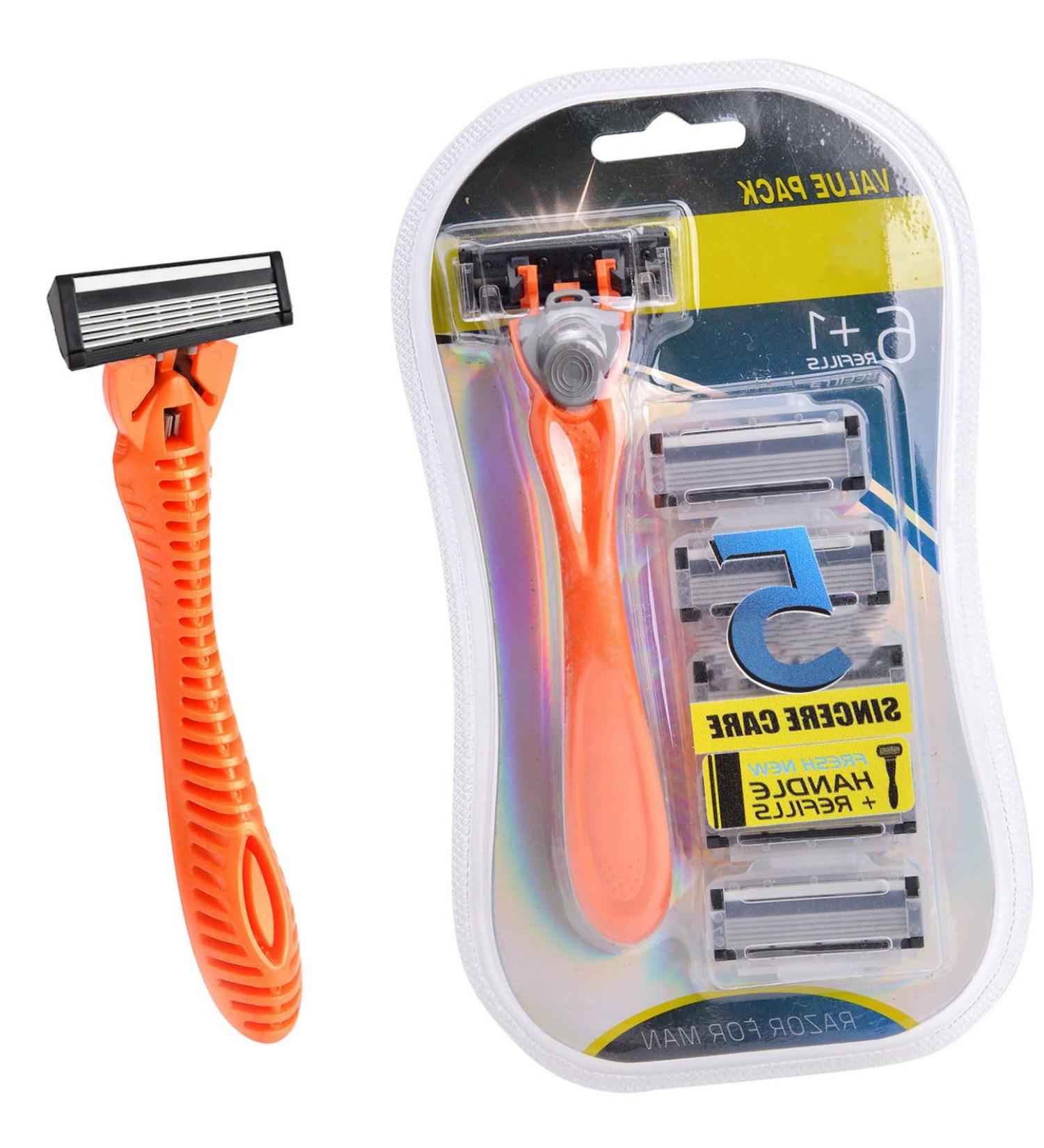 Shaving Razors for Women and Men 6+1 Razor Blade Refills Yellow