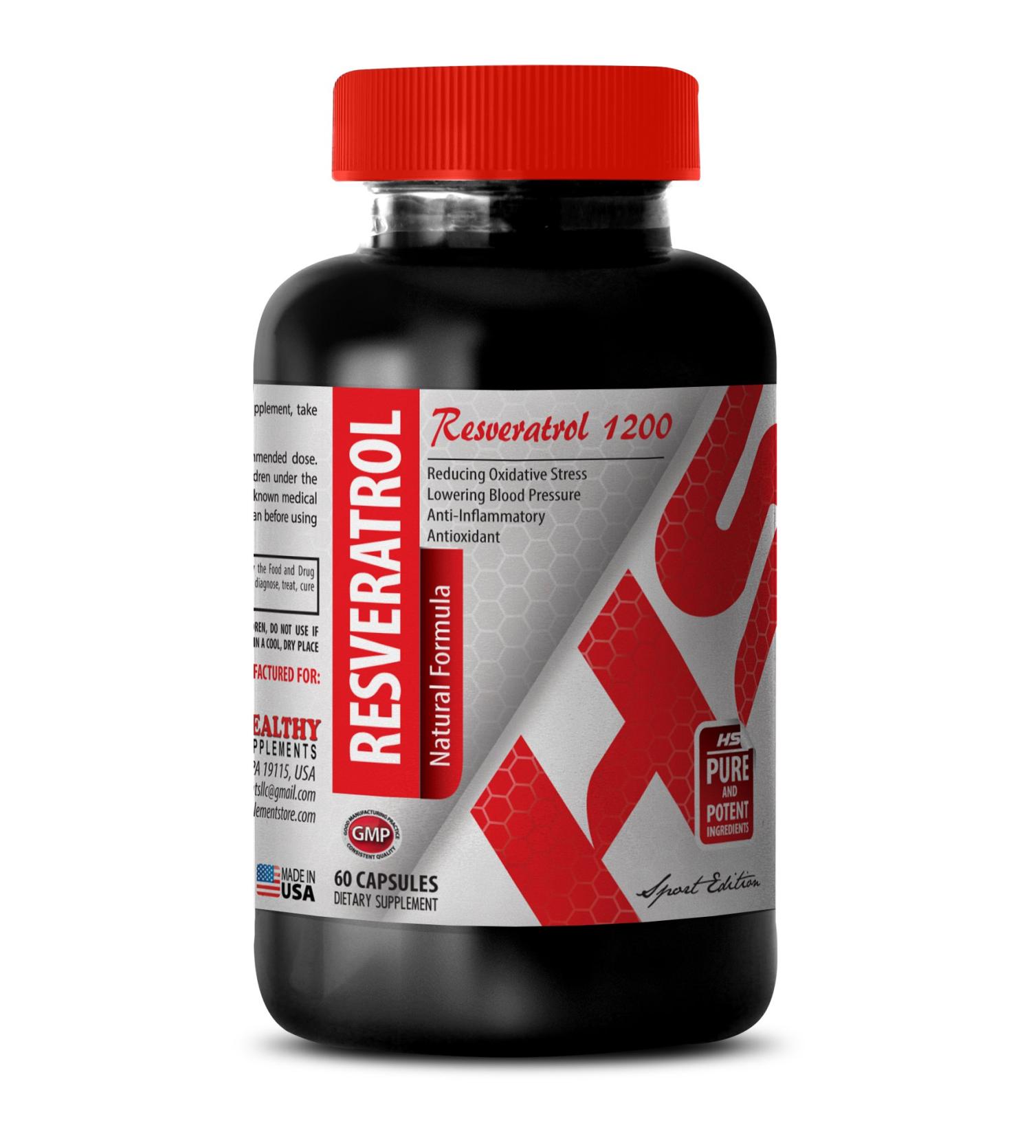 RESVERATROL Complex Pills - resveratrol Complex resveratrol Supplement Pure resveratrol Extract Daily resveratrol Capsules Resveratrol for Skin Natural resveratrol Resveratrol for Men 1Bot - Buy Online on GoSupps.com
