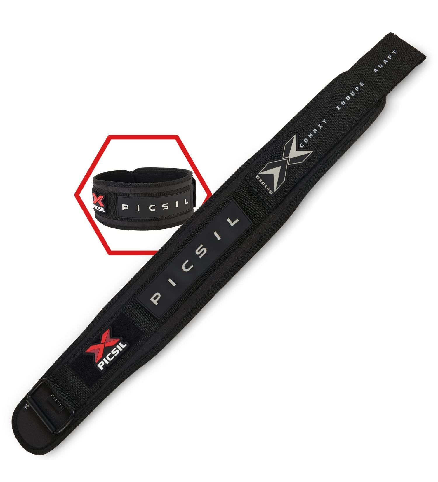 Picsil Lumbar Belt for Weight Lifting | Ideal for Squats Cross Lifting & Lunges | Customizable with Patches | Available in 3 Colors & 5 Sizes | XL Black - Buy Online on GoSupps.com