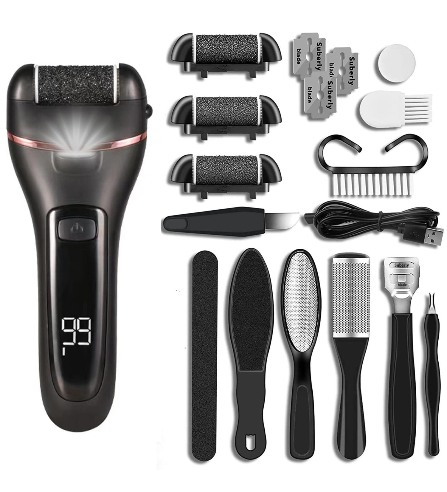 Layhou Electric Foot File - Waterproof & Portable Digital Display Foot Hard Skin Remover for Pedicure - Callus Scraper in White - Buy Online on GoSupps.com
