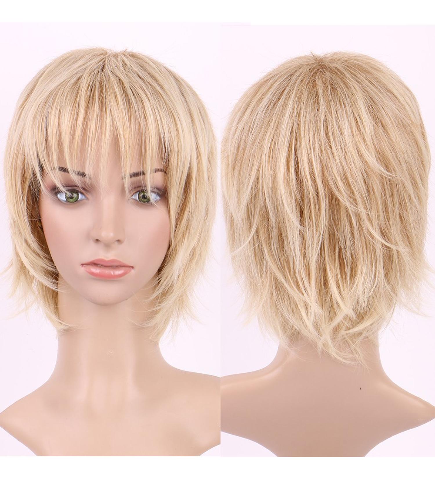 Natural Blonde Short Hair Wig for Women | 11 cm Corrugated Highlight Layer | Full Daily Use Wigs - Buy Online on GoSupps.com