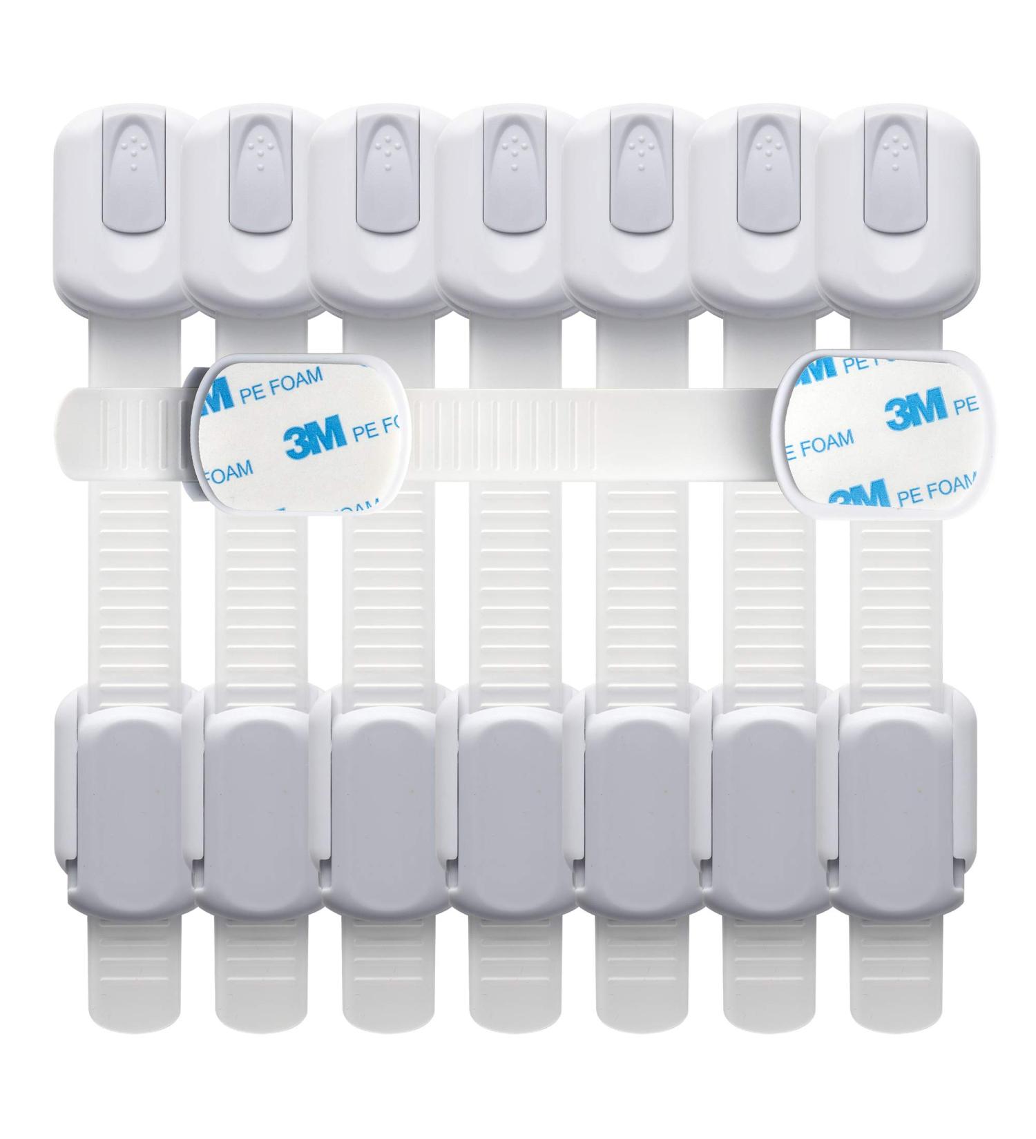 Child Safety Cabinet Lock and Strap Locks | for Children used for Fridge Cabinets Drawers Dishwasher Toilet Seat Adhesive. No Drills required and Easy Installation. - Buy Online on GoSupps.com