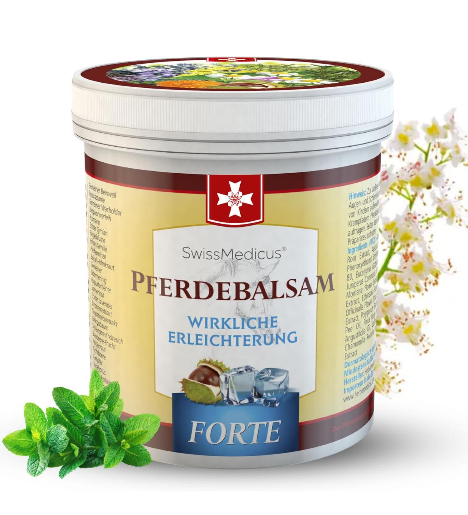 Swissmedicus Horse Balm with 25 Herbs - Extra-Strong Cooling Relief for Muscles Joints & Back - 500ml (1 Pack) - Buy Online on GoSupps.com