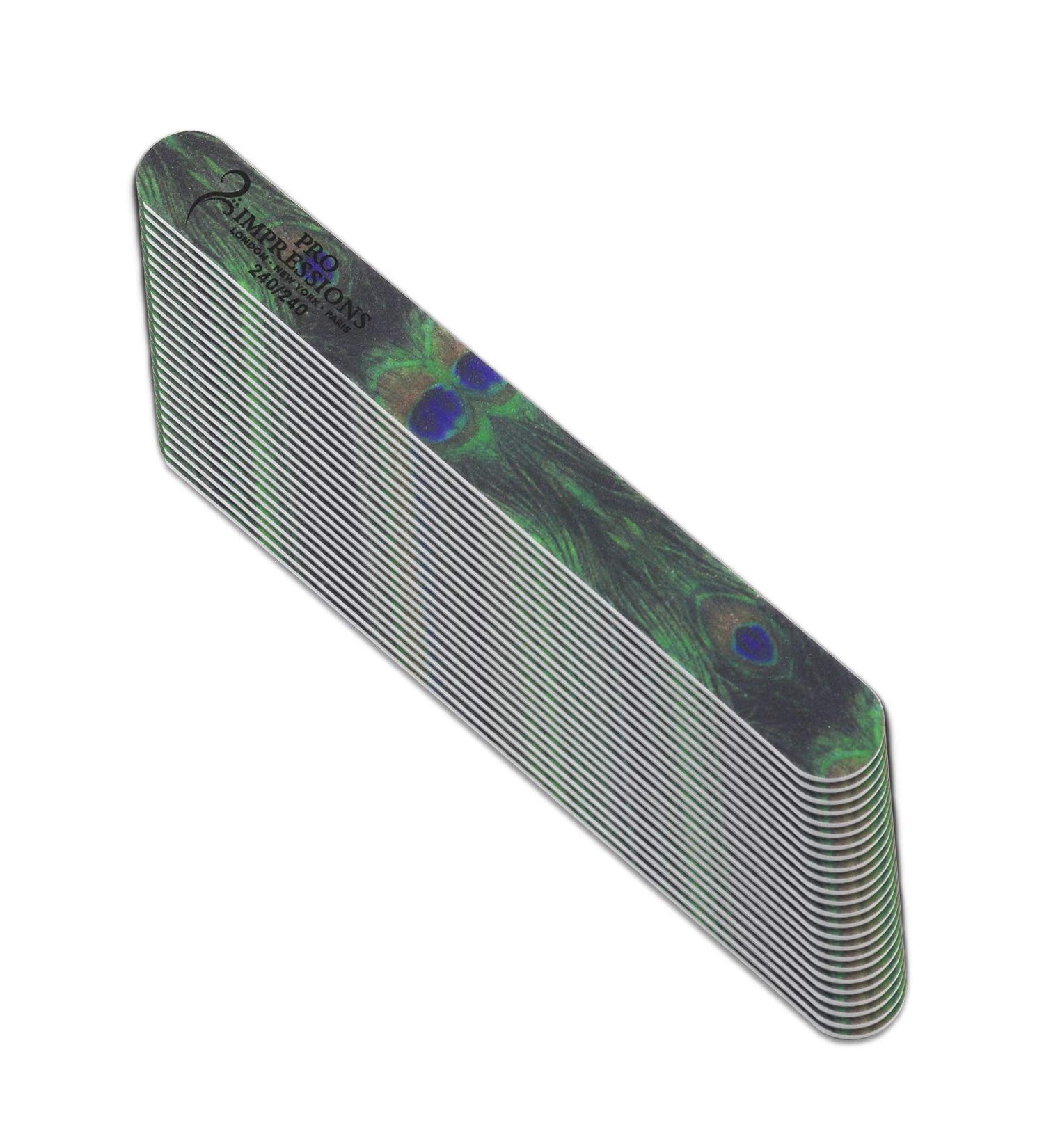 Pro Impressions 240/240 Grit Peacock Design Nail Files 25-Piece