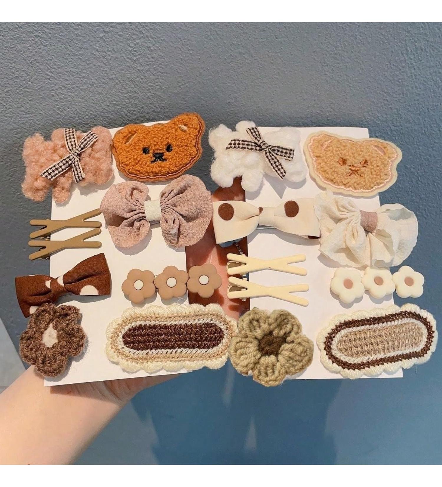 18pcs Flower Bear Bow Hair Clips Crochet Flower Hair Clips Bear Hair Bows Hair Accessories Women Hair Barrettes Hair Clip For Birthday Wedding Party - Buy Online on GoSupps.com