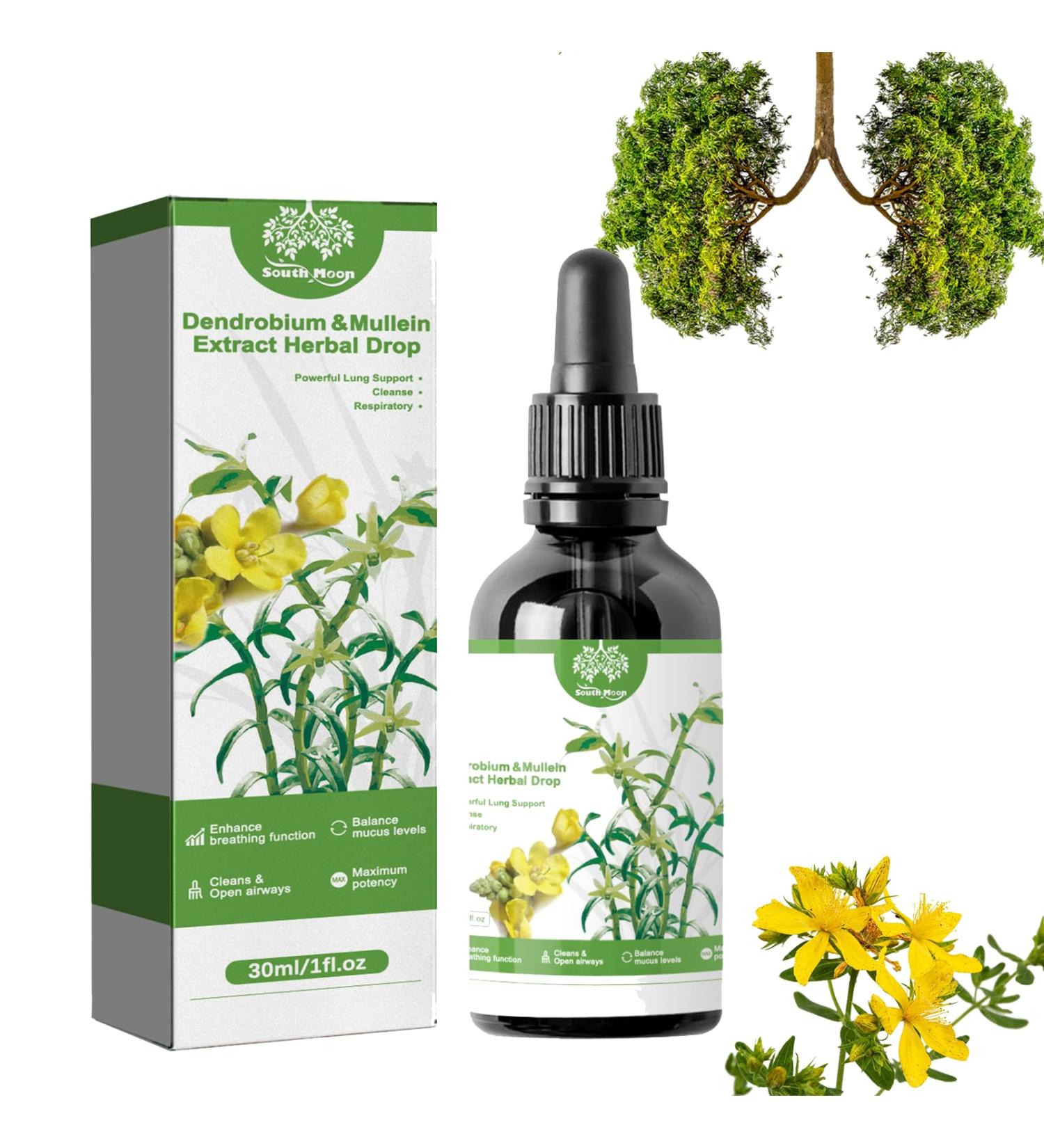 Mullein Leaf Extract For Lungs Clearbreath Dendrobium & Mullein Extract Mullein Drops Lung Cleanse Powerful Lung Support Cleanse Respiratory Herbal Body Care Essence Clear Breath Dendrobium(30ml) - Buy Online on GoSupps.com