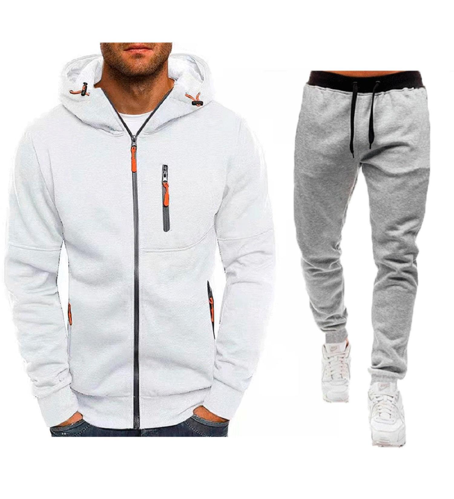 Hanxiulin Men's Jogging Suit - Cotton Fitness Clothing Sports Sweatshirt & Pants - XL White Training Outfit - Buy Online on GoSupps.com