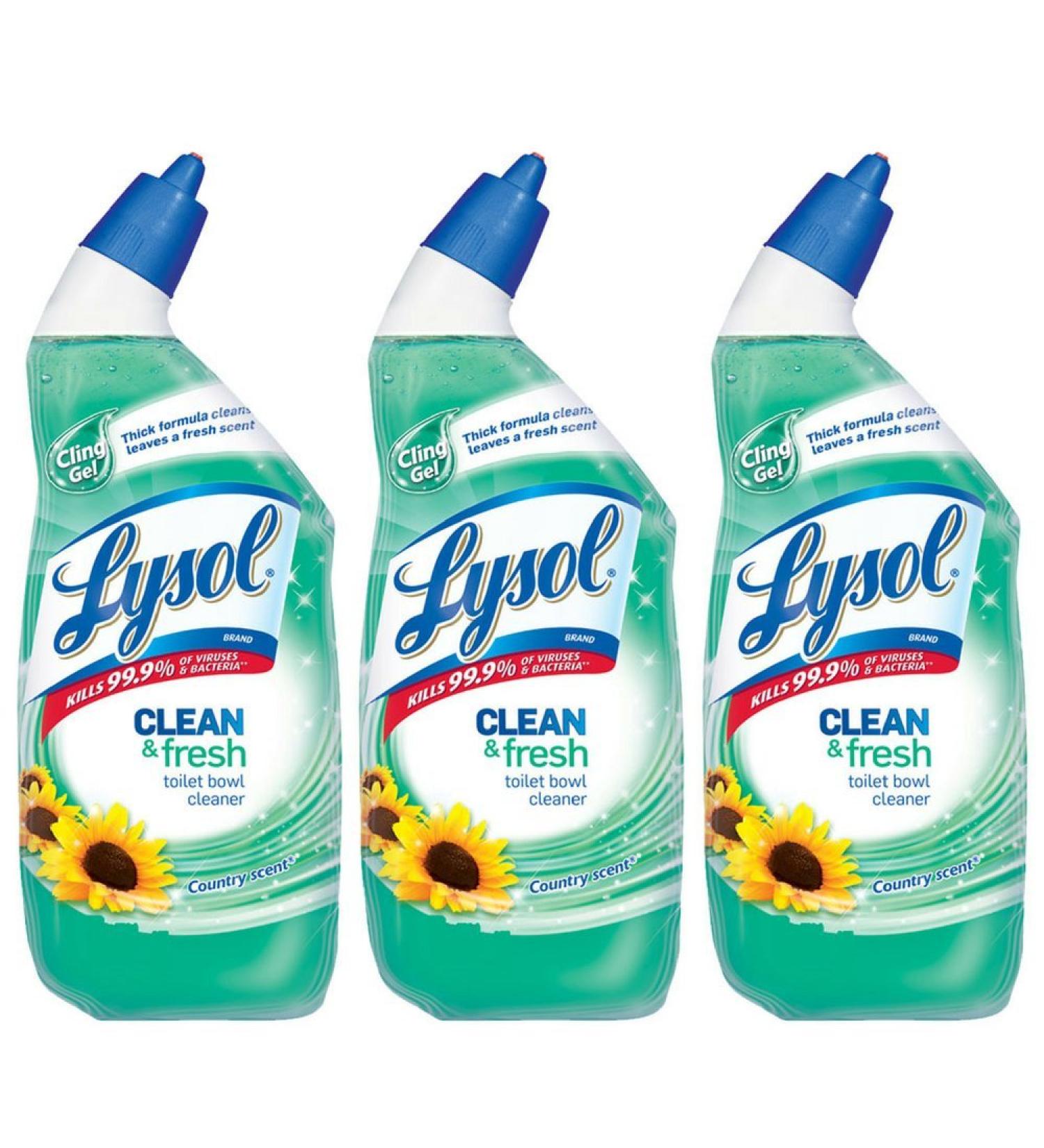 Lysol Cling Gel Toilet Bowl Cleaner, Country Scent, 24 fl oz - Pack of 3 - Buy Online on GoSupps.com