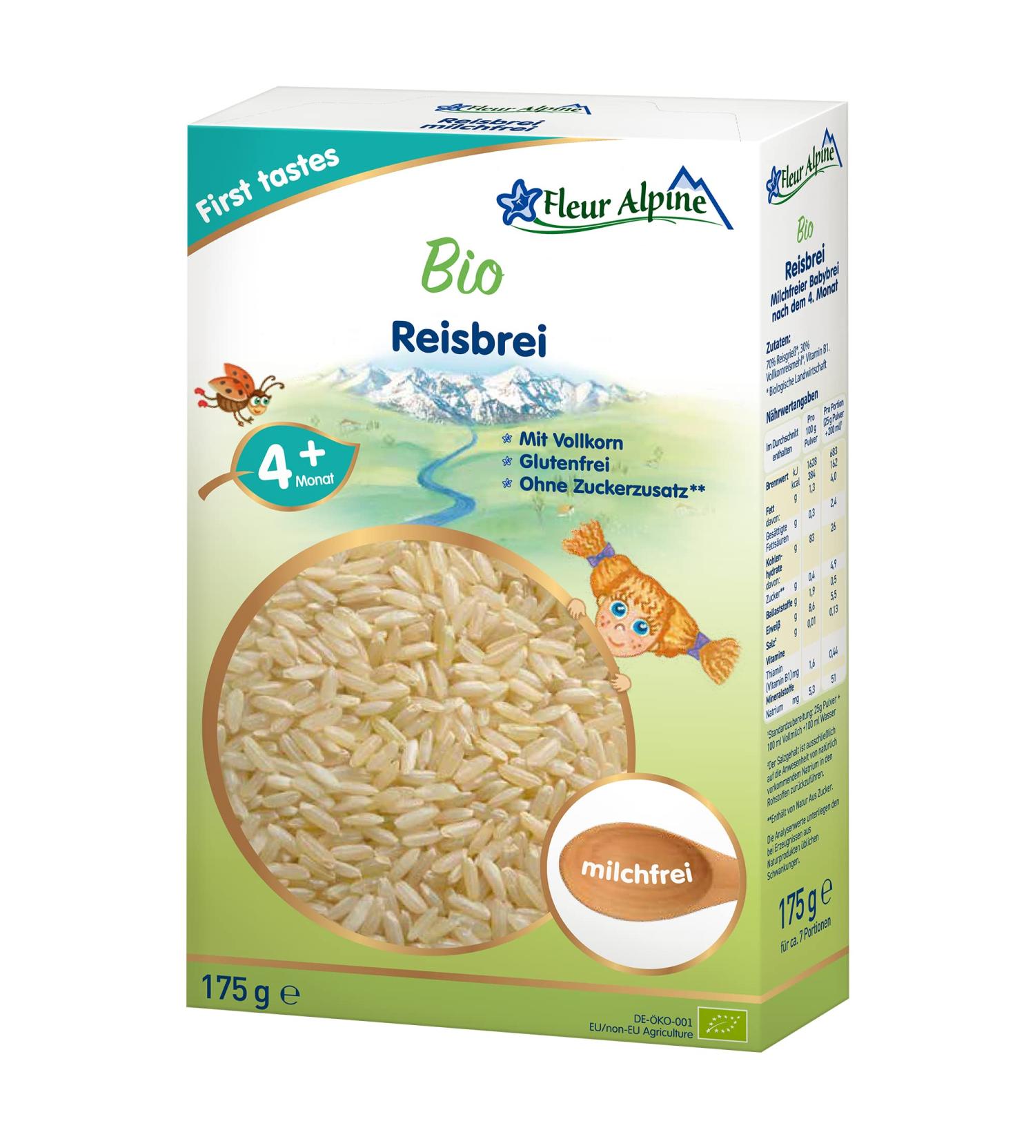 Fleur Alpine Bio Rice Porridge - Nutritious Gluten-Free Baby Breakfast | Easy Prep | 7 Portions for 4+ Months | No Added Sugar - Buy Online on GoSupps.com