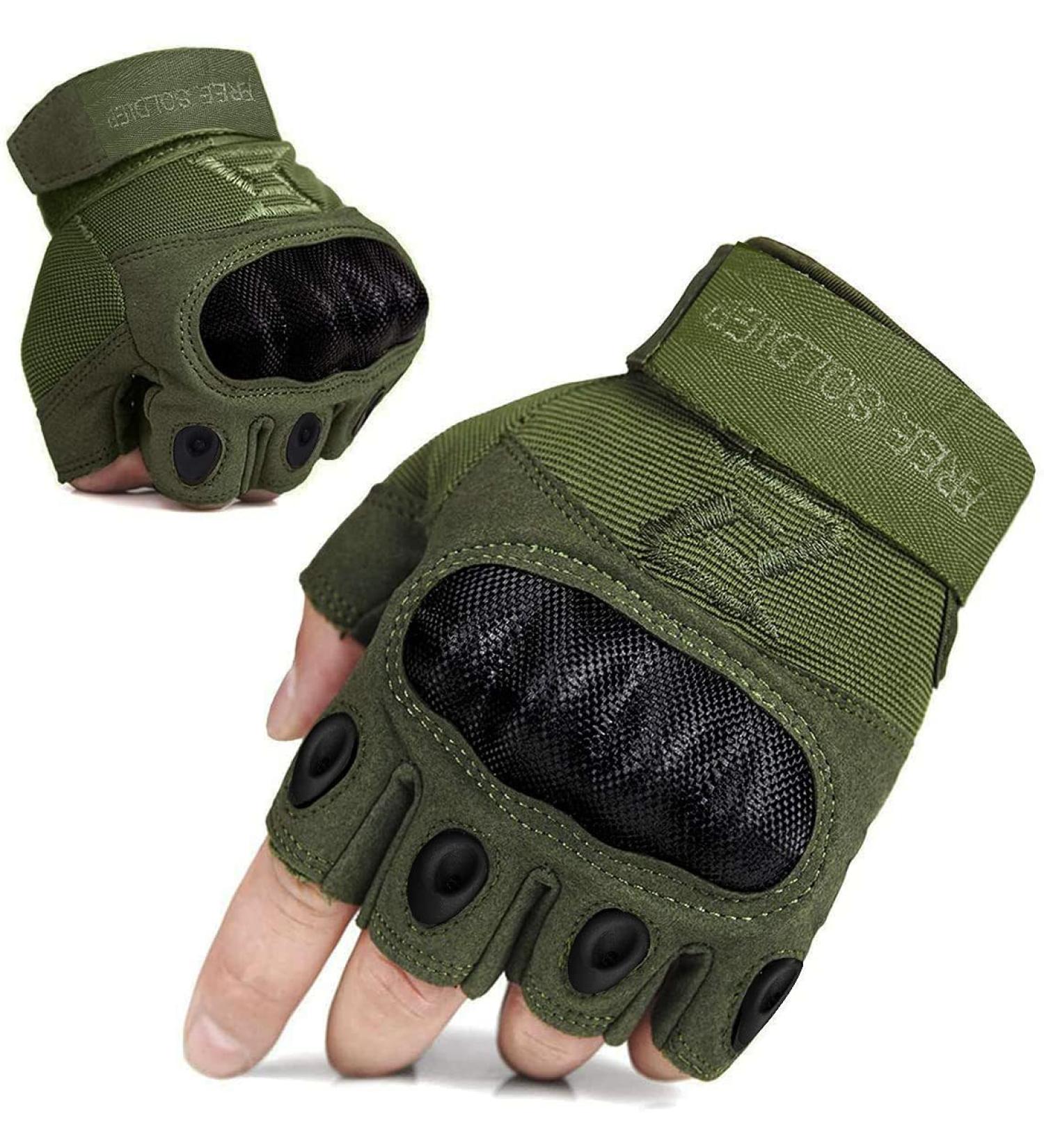 Free Soldier Tactical Outdoor Gloves for Men - Half-Finger Motorcycle & Climbing Gloves | Ideal for Airsoft Paintball & Military Use - Buy Online on GoSupps.com