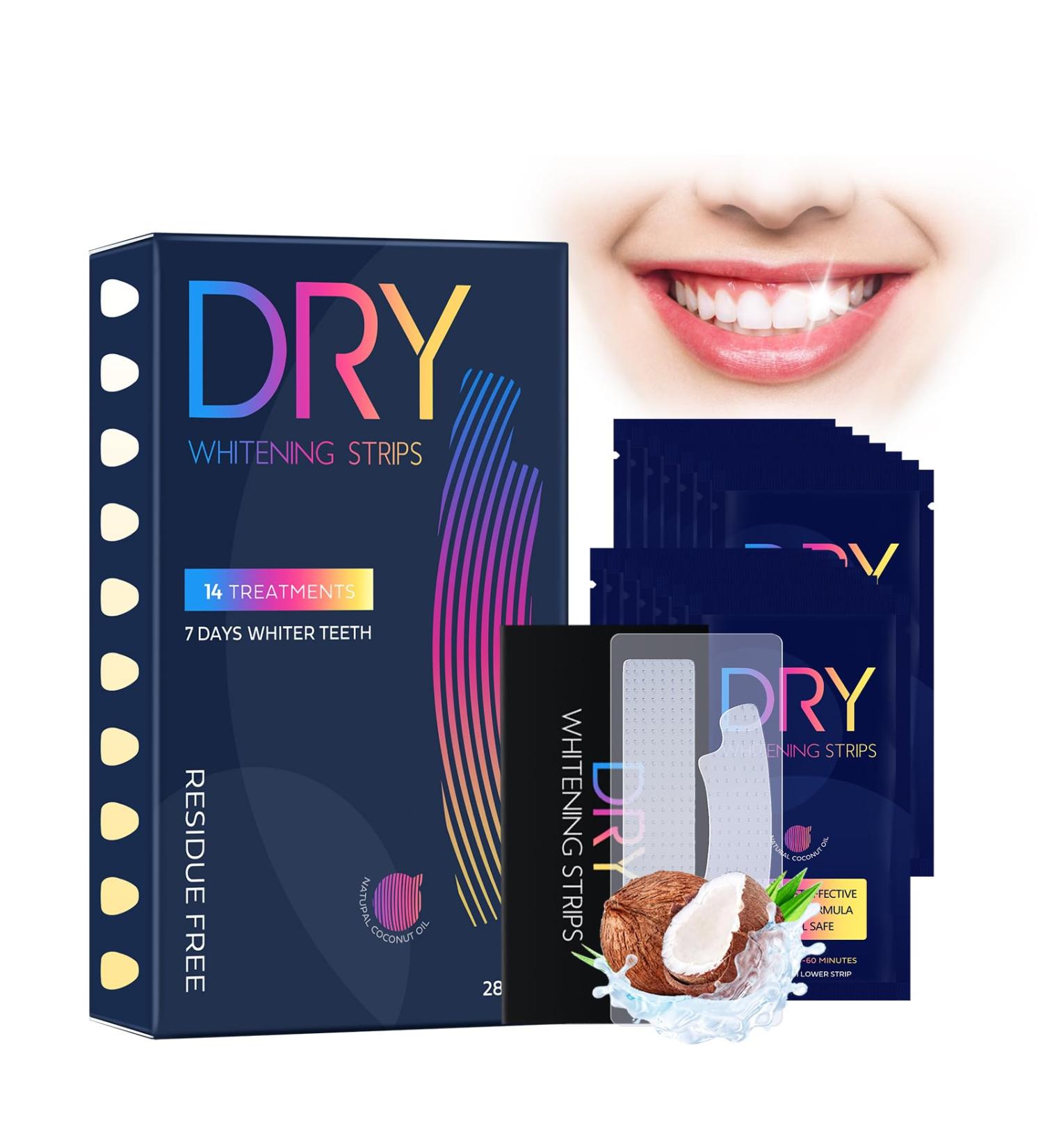 Sensitivity-Safe Teeth Whitening Strips Kit - 28 Coconut Whitening Strips for Coffee & Tea Drinkers - 14 Easy Treatments Quick Results - Buy Online on GoSupps.com