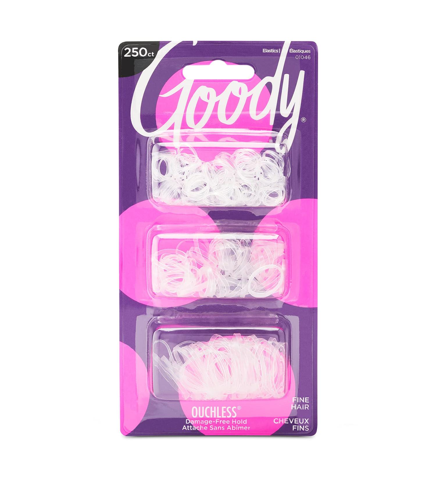 GOODY Ouchless Clear Polyband Elastic Hair Ties - 250 Count | Fine Hair Accessories for Pain-Free Styling & Secure Hold - Buy Online on GoSupps.com