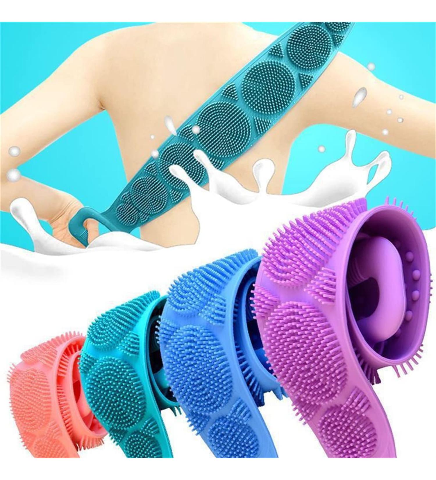 Silicone Body Scrubber Shower Brush for Exfoliating & Massaging - Hygienic Back Washer with Handle - Men and Women - Buy Online on GoSupps.com