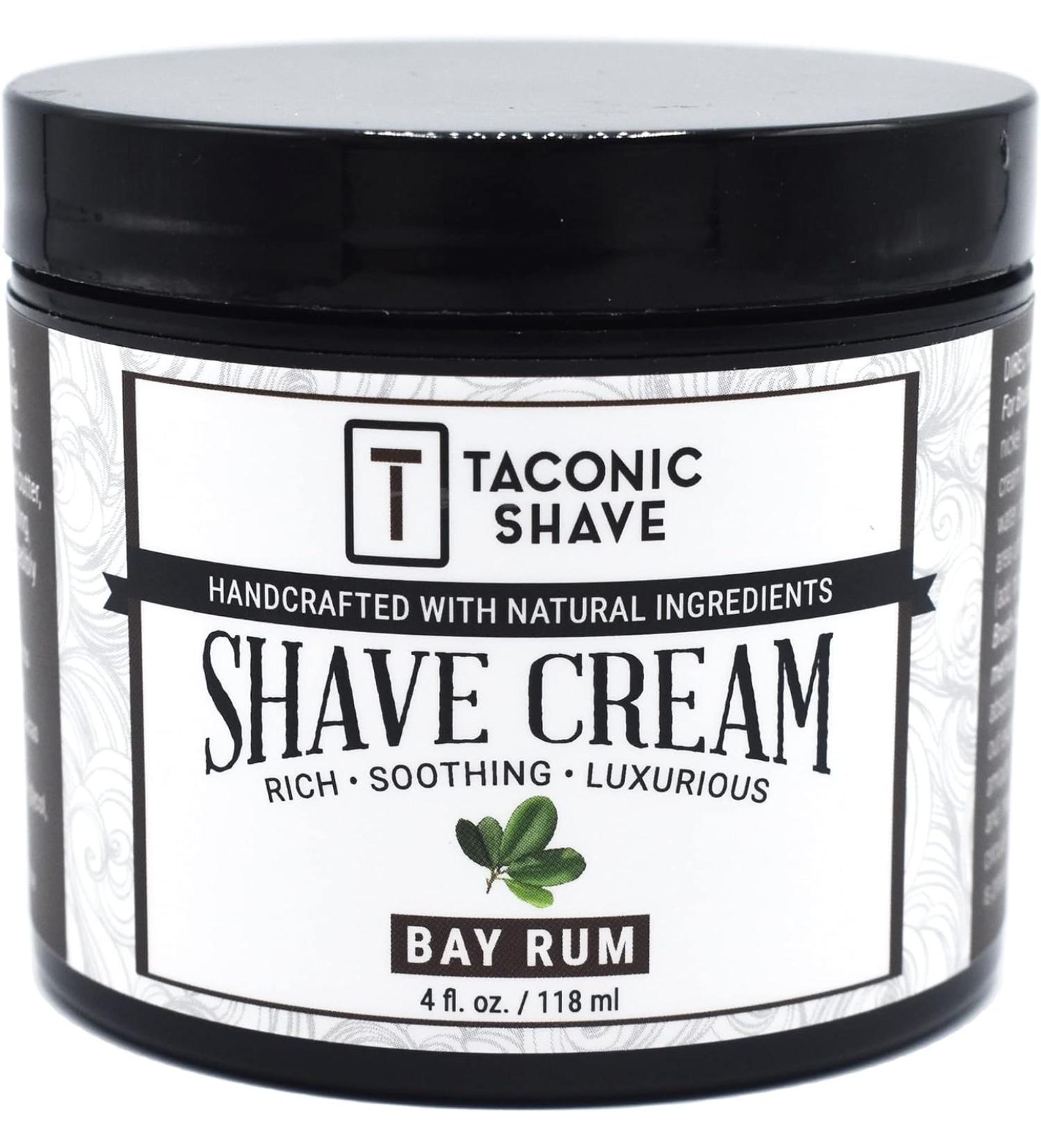 Taconic Shave All Natural Bay Rum Shave Cream for Men - Moisturizing 4 oz Shaving Cream Tub with Skin Soothing Ingredients - Ideal for All Skin Types - International Shipping Available - Buy Online on GoSupps.com