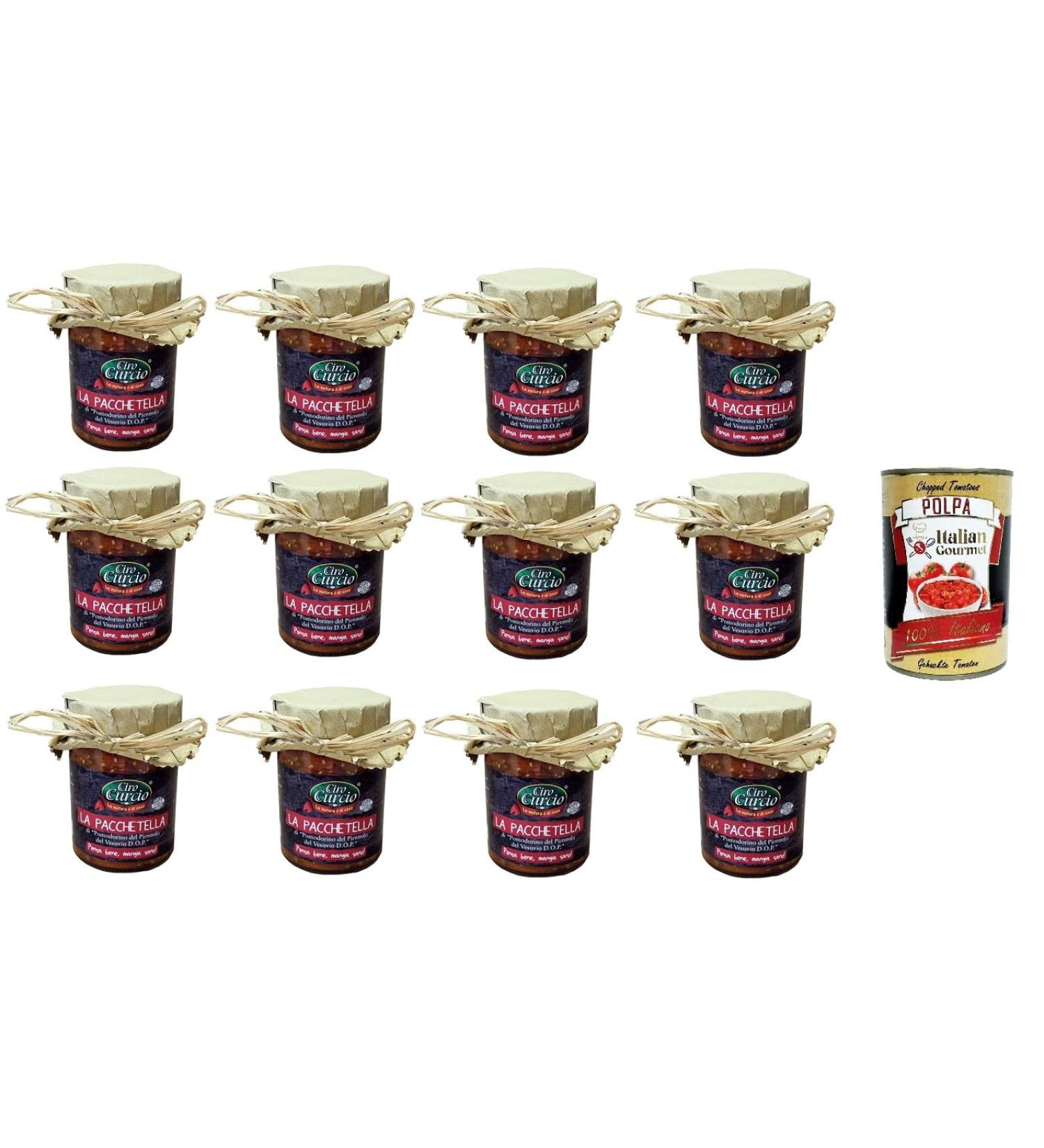  Italian Gourmet E.R. Ciro Curcio Piennolo Cherry Tomatoes from Vesuvius DOP "La Pacchetella" 370 ml + Italian Gourmet Pulp 400 g - Buy Online on GoSupps.com