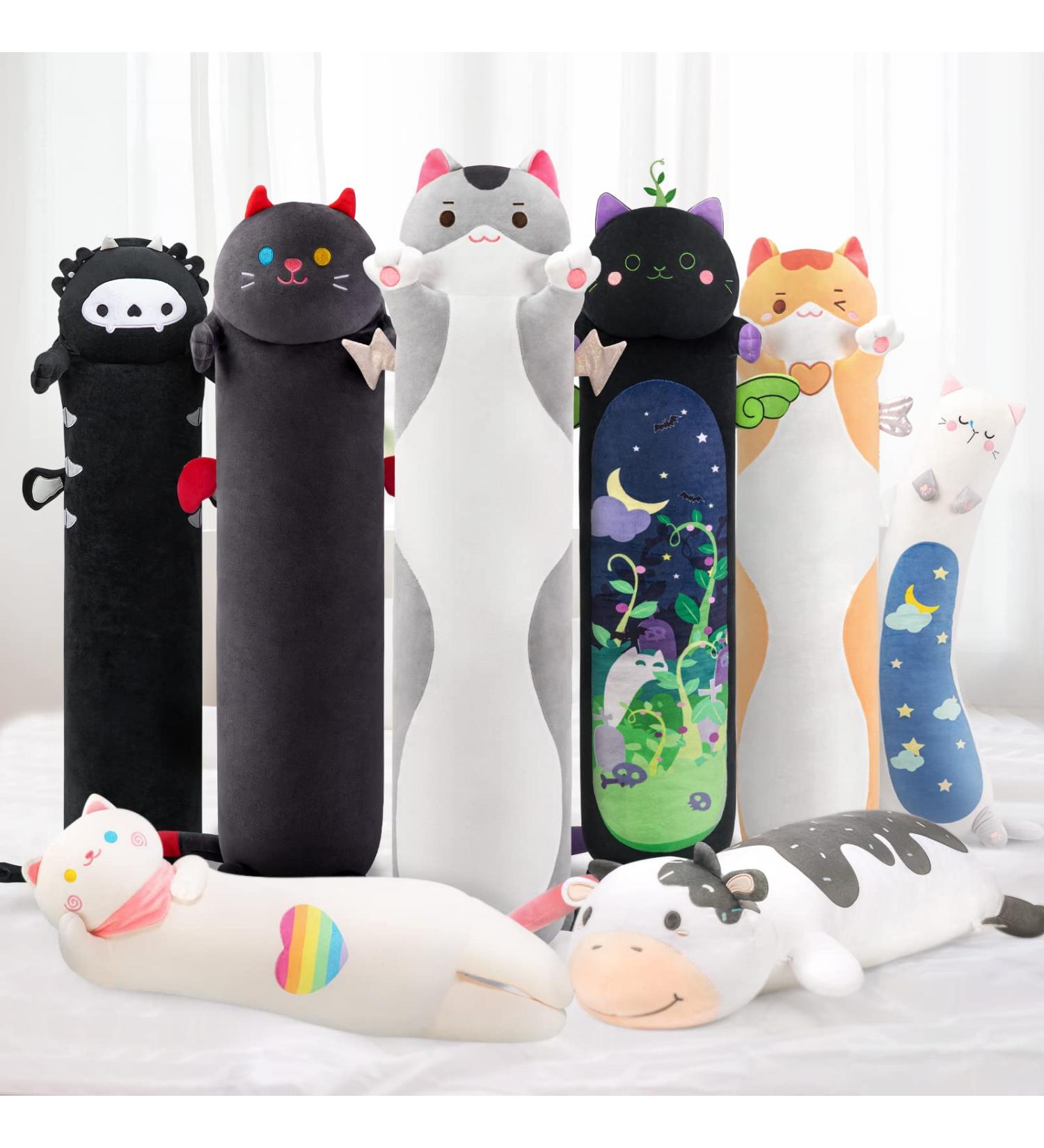 Mewaii 130cm Gray Kawaii Cat Plush Pillow | Soft Long Kitten Stuffed Animal Toy | Perfect Cuddly Gift - Buy Online on GoSupps.com