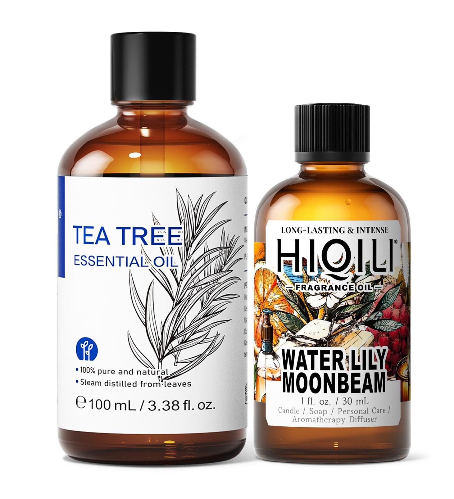 HIQILI 100ML Tea Tree Essential Oil & 30ML Water Lily Moonbeam Fragrance Oil for DIY Diffuser - Buy Online on GoSupps.com