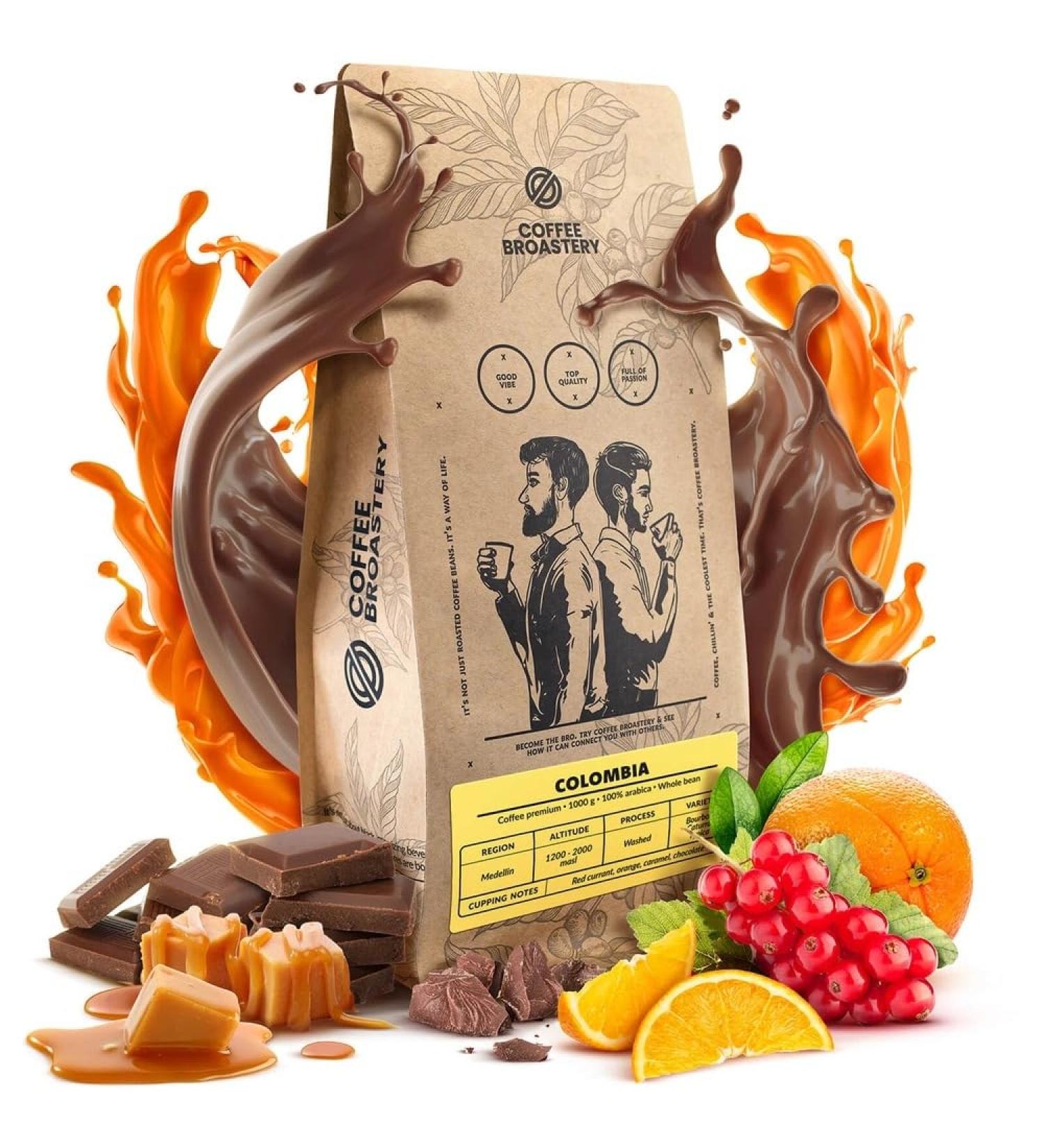 Coffee Broastery Coffee Beans Colombia Medellin Premium 1kg 1000g | Colombian Specialty Coffee | Colombia | Freshly Roasted | Kraft Coffee Roastery - Buy Online on GoSupps.com