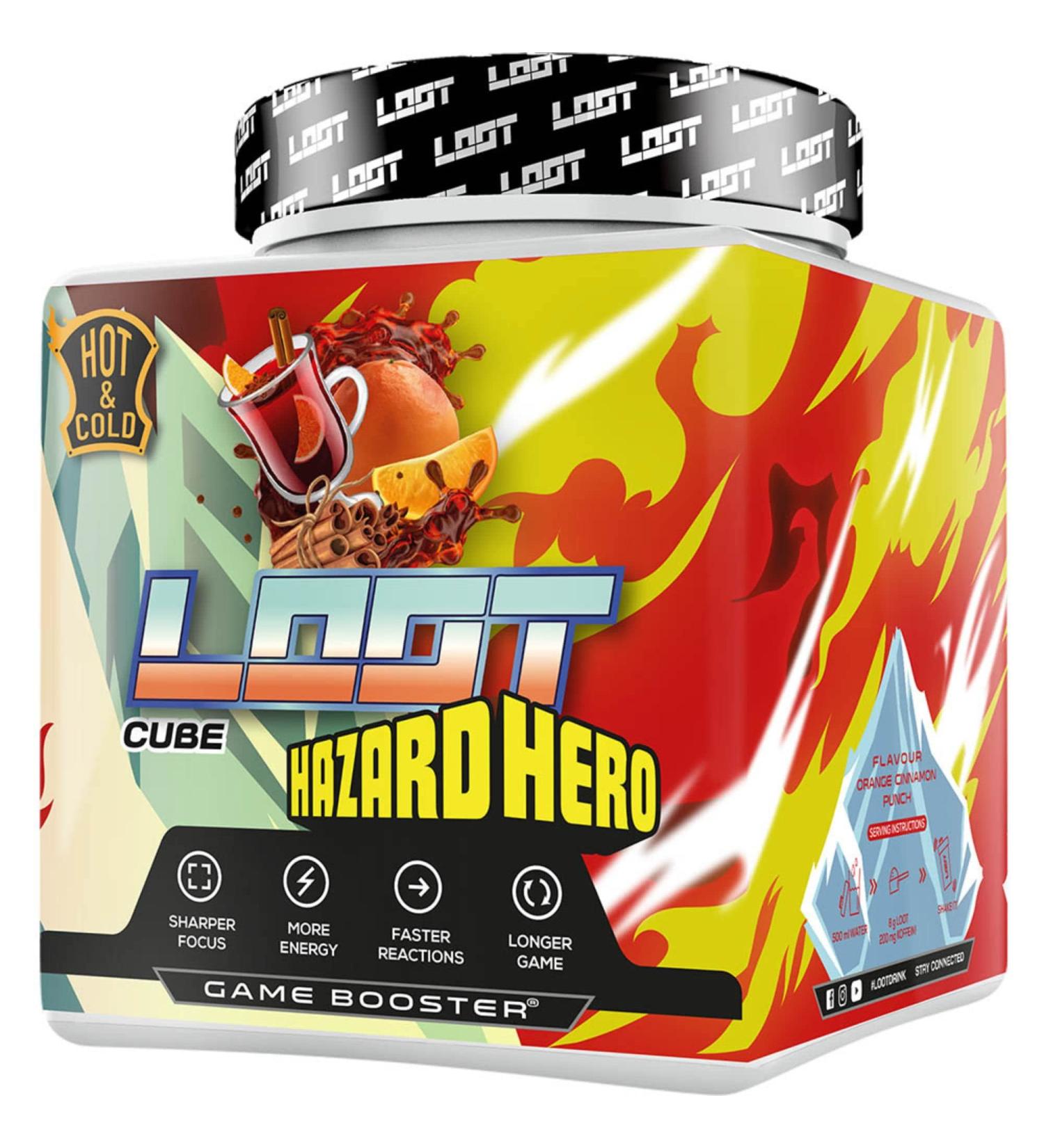 Loot Winter Edition Hazard Hero - Hot & Cold Game Booster | Flow-State Formula | 50 Servings (400g) | Caffeine & 20 High-Dose Ingredients | Orange Cinnamon | International Shipping Available - Buy Online on GoSupps.com