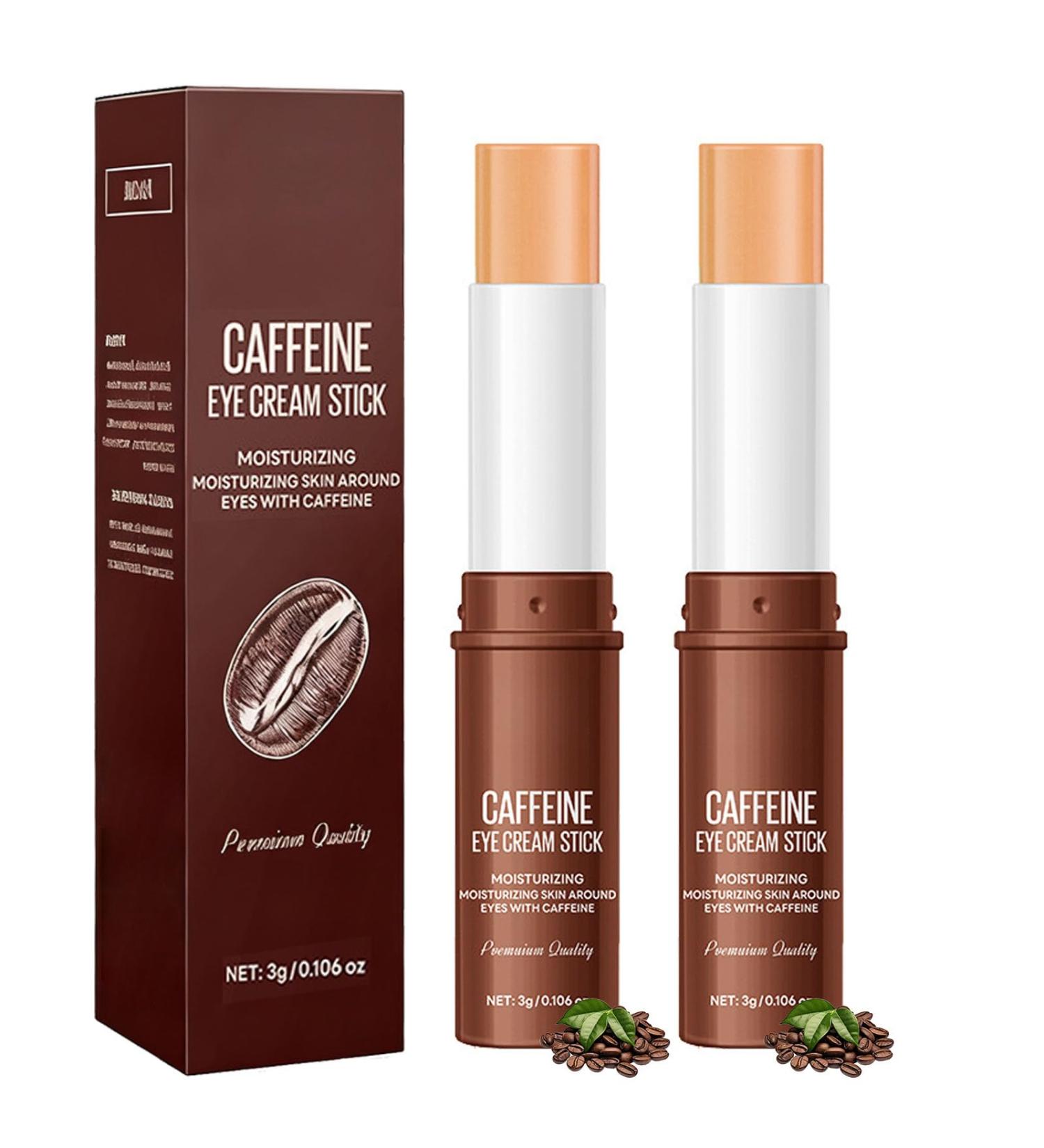 INSEEK 2Pcs Caffeine Eye Balm Stick Anti Aging Caffeine Under Eye Balm Stick for Dark Circles and Puffiness Reduces Wrinkles & Fine Lines Tighten Skin around the Eyes Moisturize Dry and Rough Skin - Buy Online on GoSupps.com