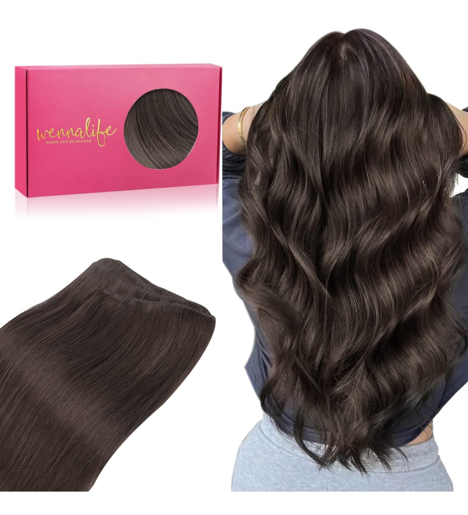 Buy 55cm Dark Brown Real Hair Extensions - Remy Hair Weft for Sewing | Alive Extensions - Buy Online on GoSupps.com