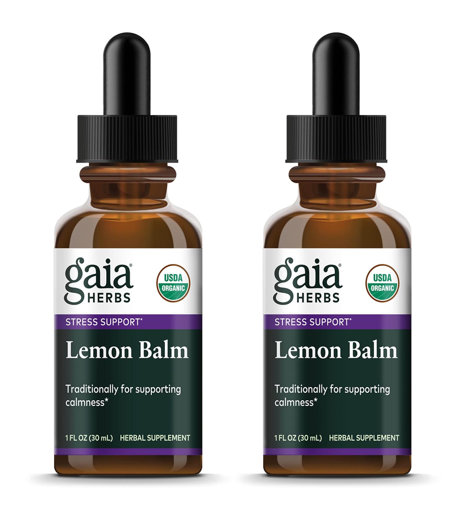 Gaia Herbs Organic Lemon Balm Extract 1 fl oz (30 ml) - Natural Stress Relief & Sleep Aid - Buy Online on GoSupps.com