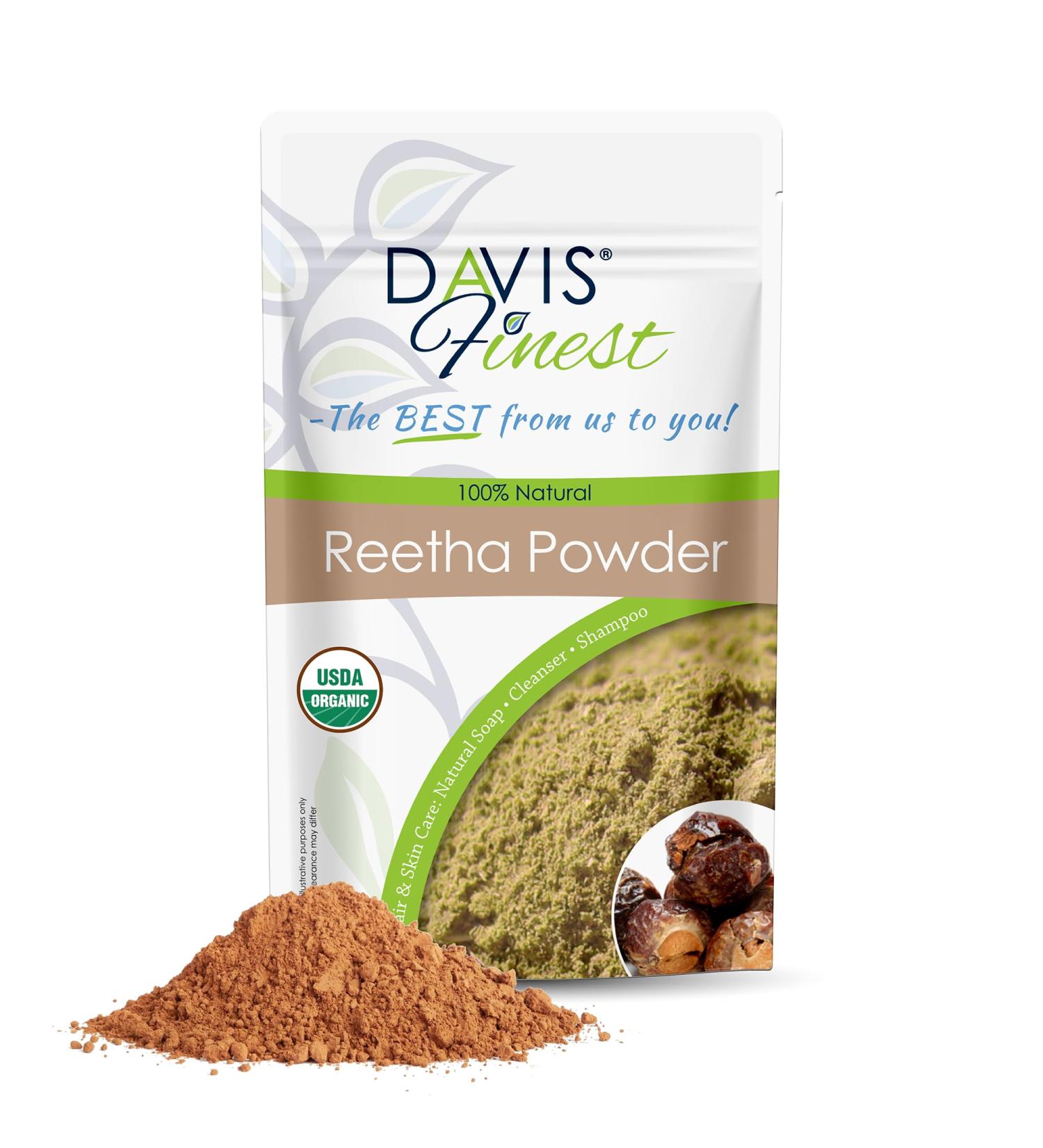Davis Finest Organic Reetha Soap Nuts Powder 250g - Ayurvedic SLS-Free Shampoo for Deep Cleansing & Dry Itchy Scalp - International Shipping - Buy Online on GoSupps.com