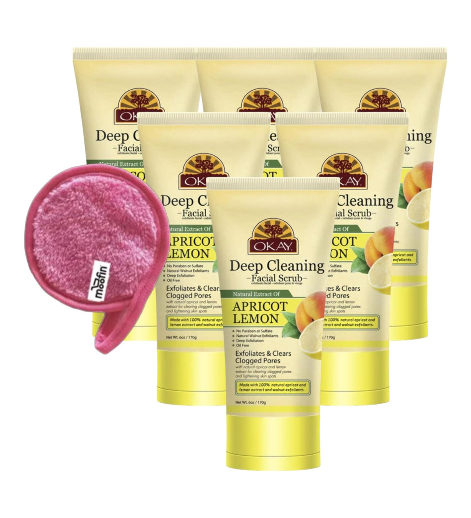 Buy Nourishing Apricot & Lemon Facial Scrub - 6 Oz Exfoliator for Radiant Skin | Travel Size with Moofin Makeup Cleansing Cloth - International Shipping Available - Buy Online on GoSupps.com