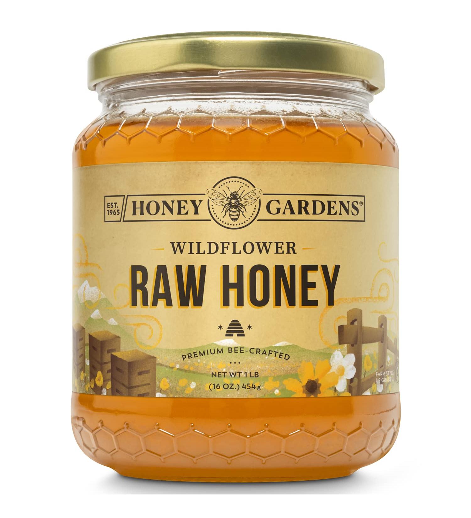Raw Honey Gardens Honey | Pure Unflavored US Grade A | 1 lb Unpasteurized & Unfiltered - Buy Online on GoSupps.com